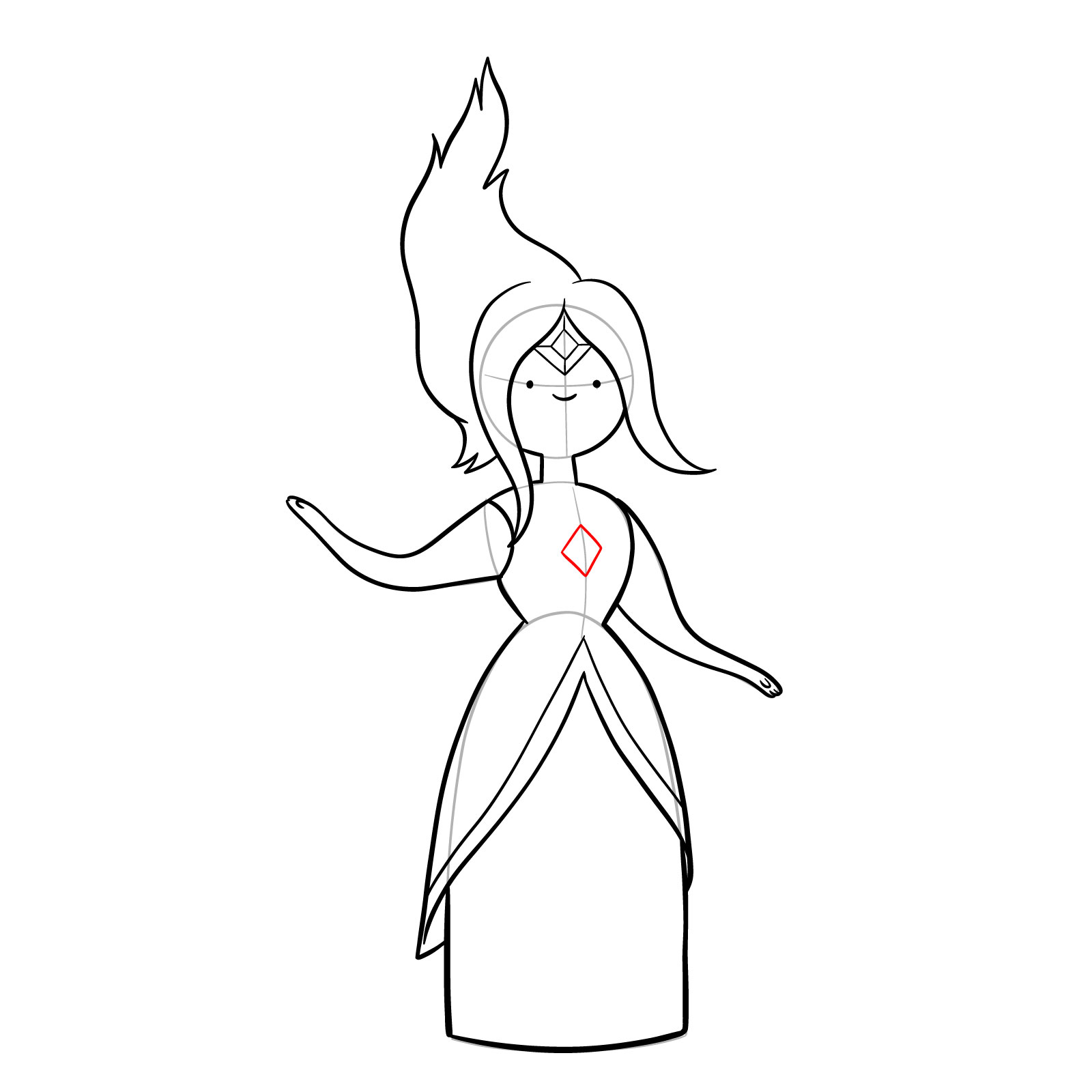 How to draw Flame Princess from Incendium Episode - step 17