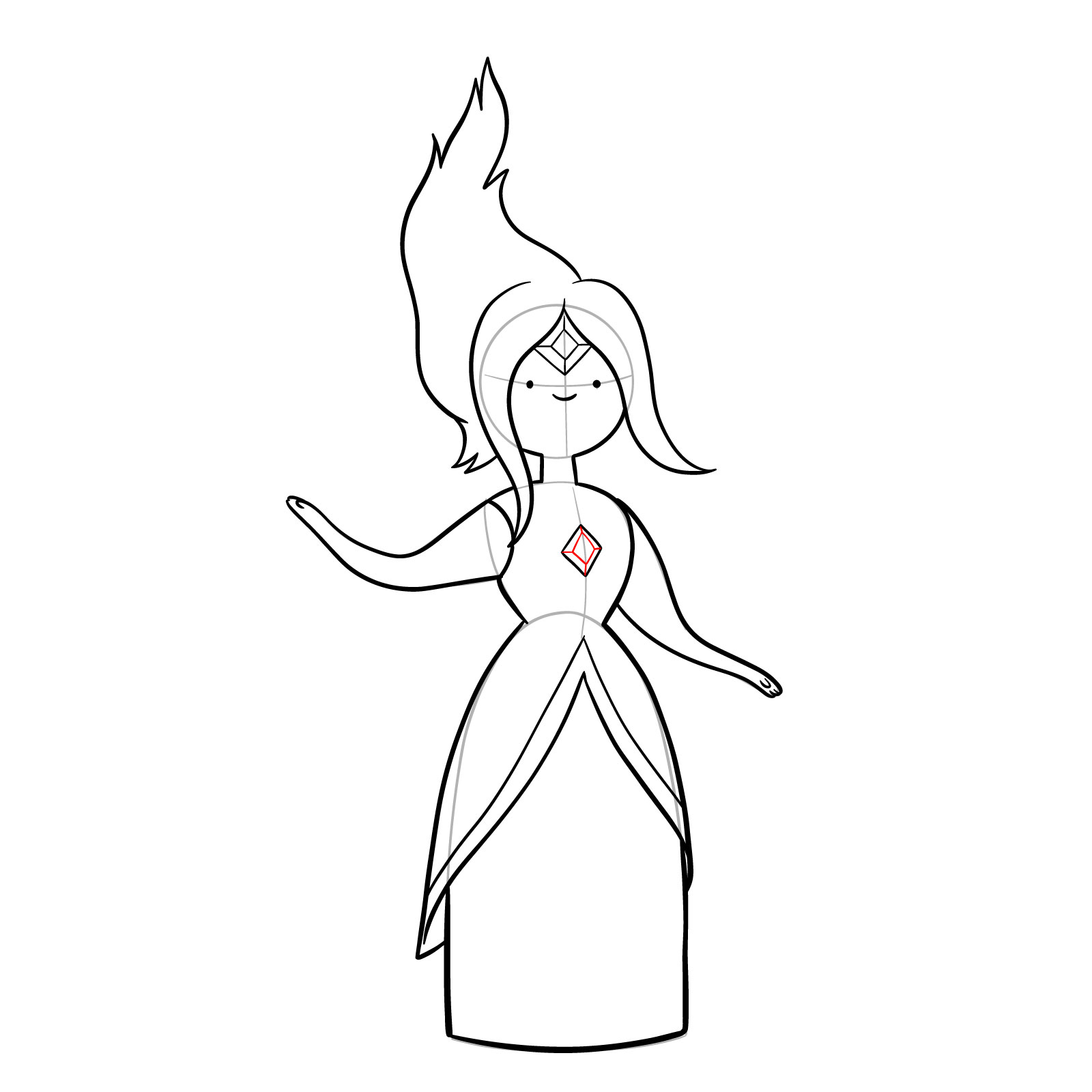How to draw Flame Princess from Incendium Episode - step 18