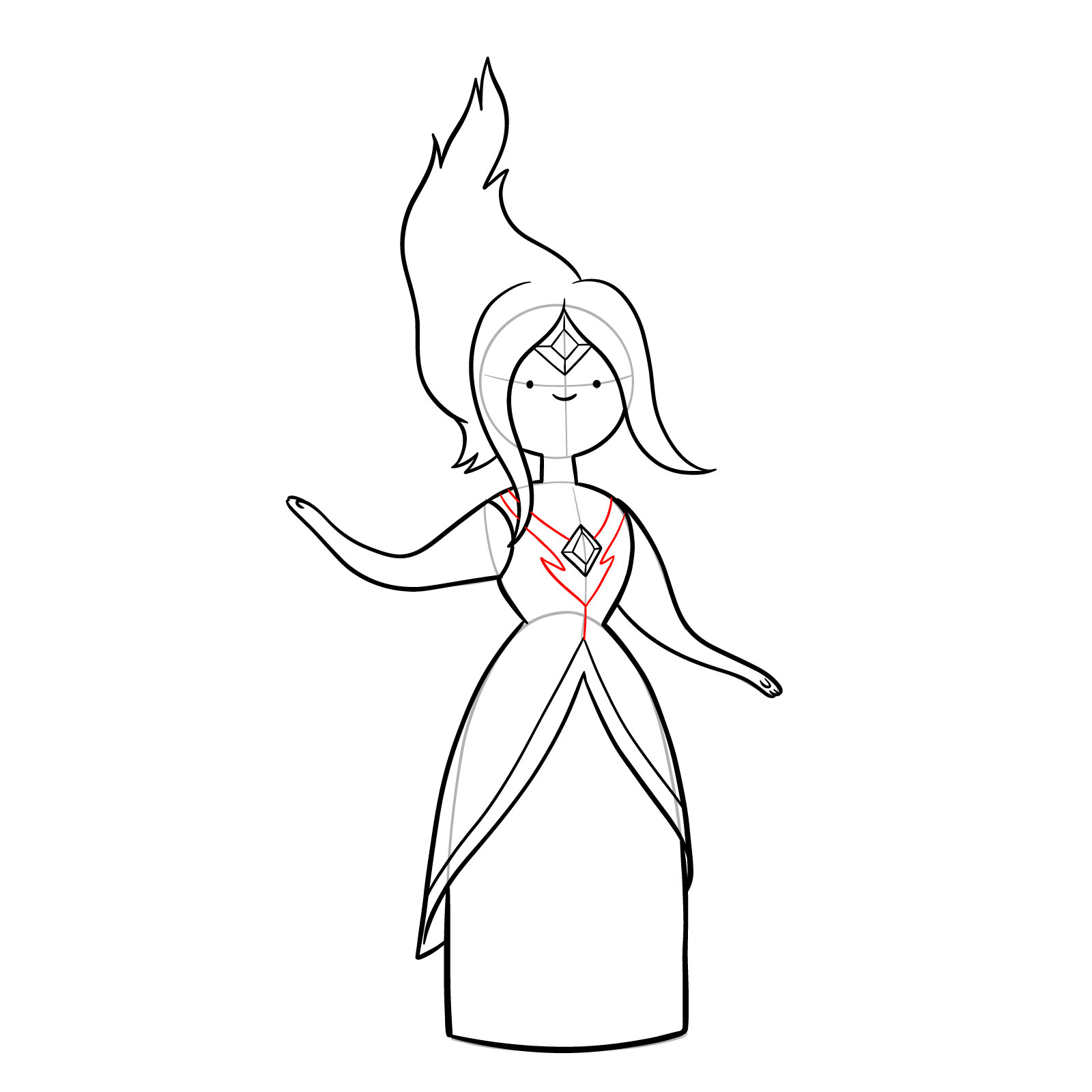 How to draw Flame Princess from Incendium Episode - step 19