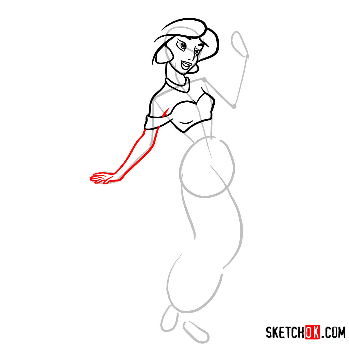 How to draw Princess Jasmine -  step 06