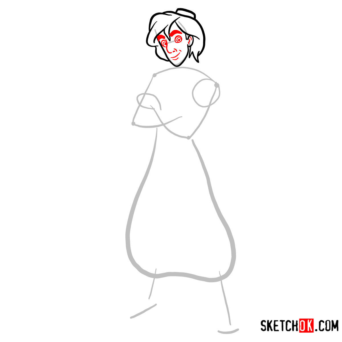 How to draw Aladdin from Disney's animated series - step 04