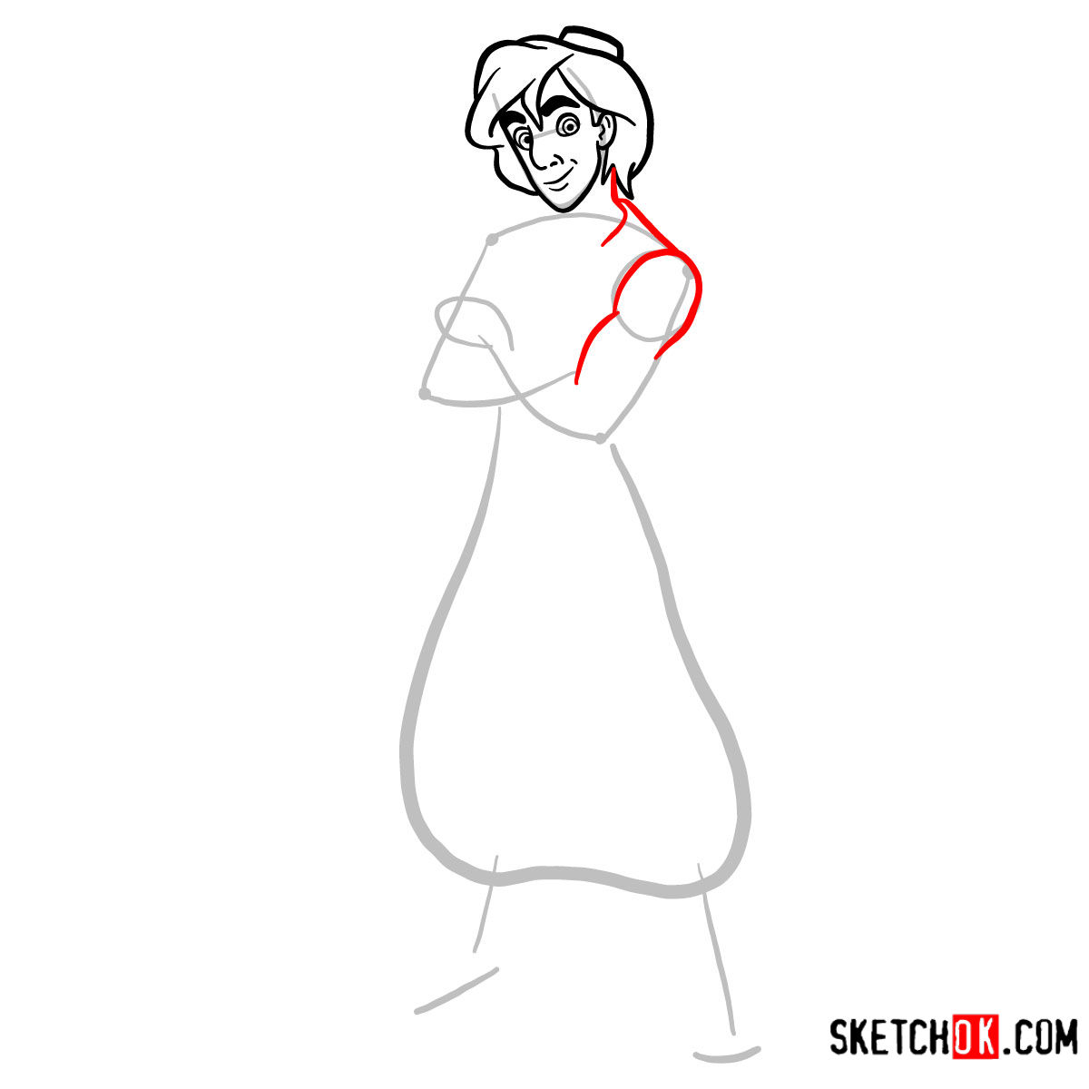 How to draw Aladdin from Disney's animated series - step 05