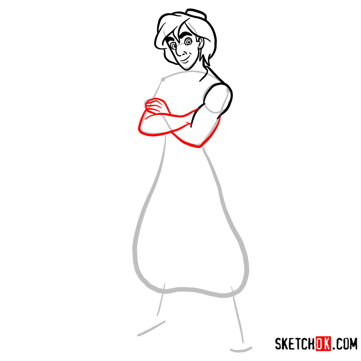 How to draw Aladdin from Disney's animated series - step 06