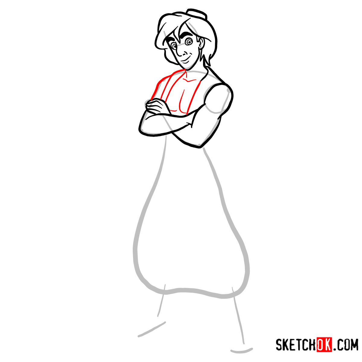 How to draw Aladdin from Disney's animated series - step 07