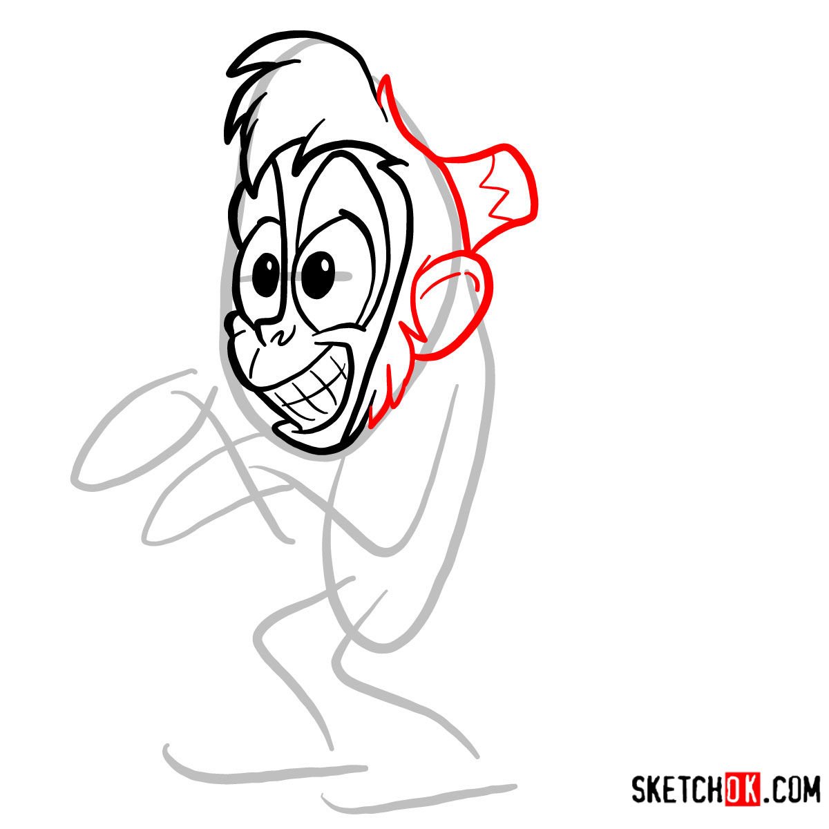 How to draw Abu from Disney's Aladdin animated series - step 05