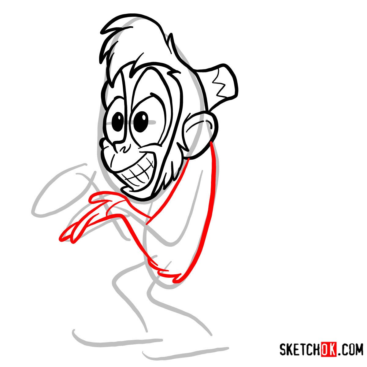 How to draw Abu from Disney's Aladdin animated series - step 06