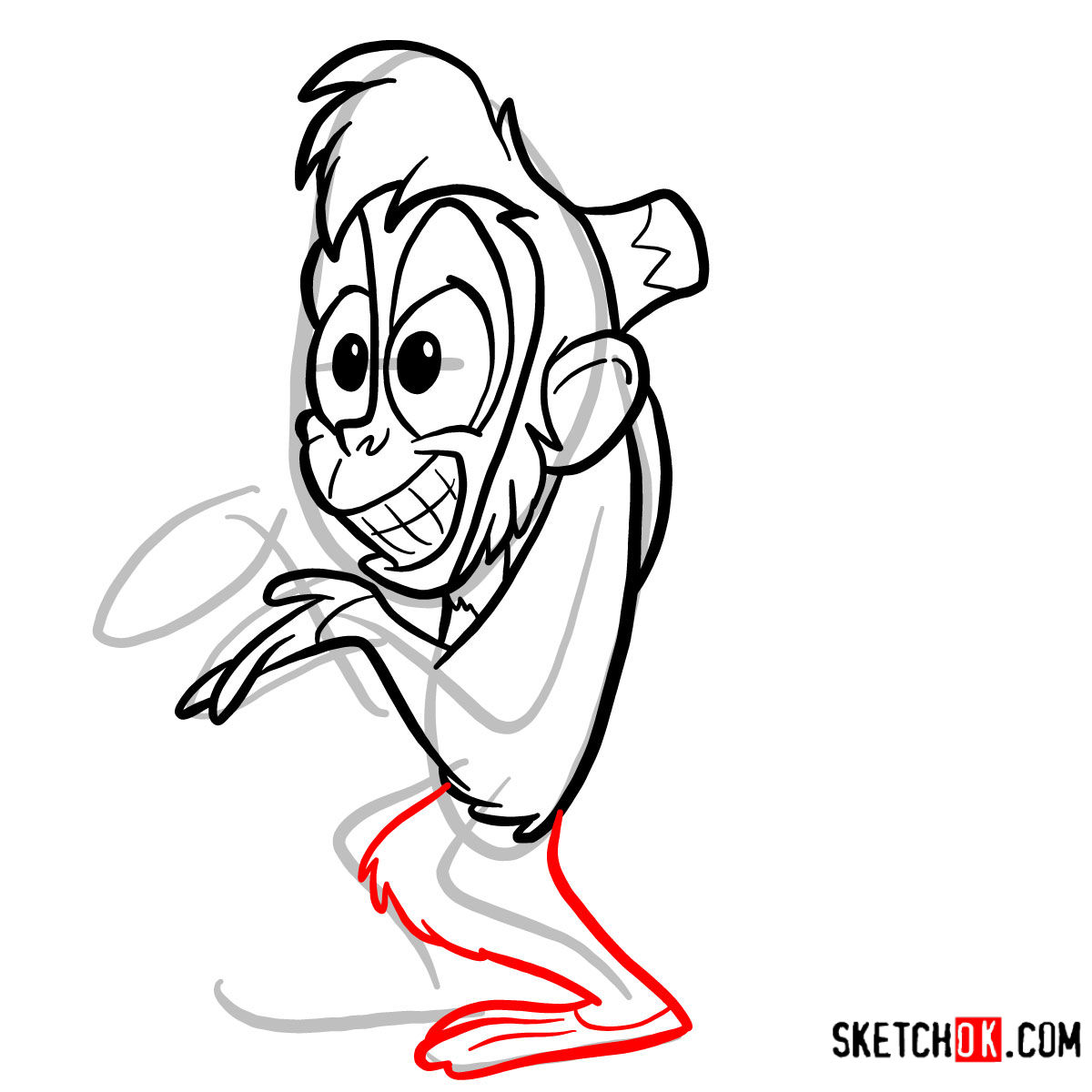 How to draw Abu from Disney's Aladdin animated series - step 08
