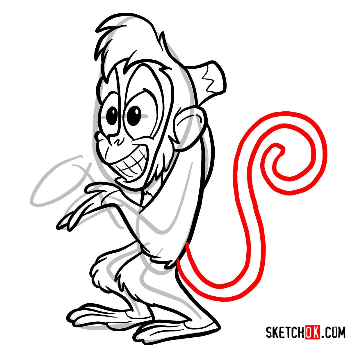 How to draw Abu from Disney's Aladdin animated series - step 10