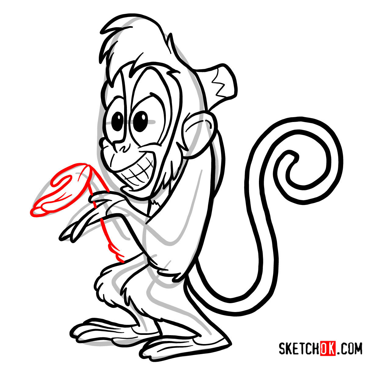 How to draw Abu from Disney's Aladdin animated series - step 11