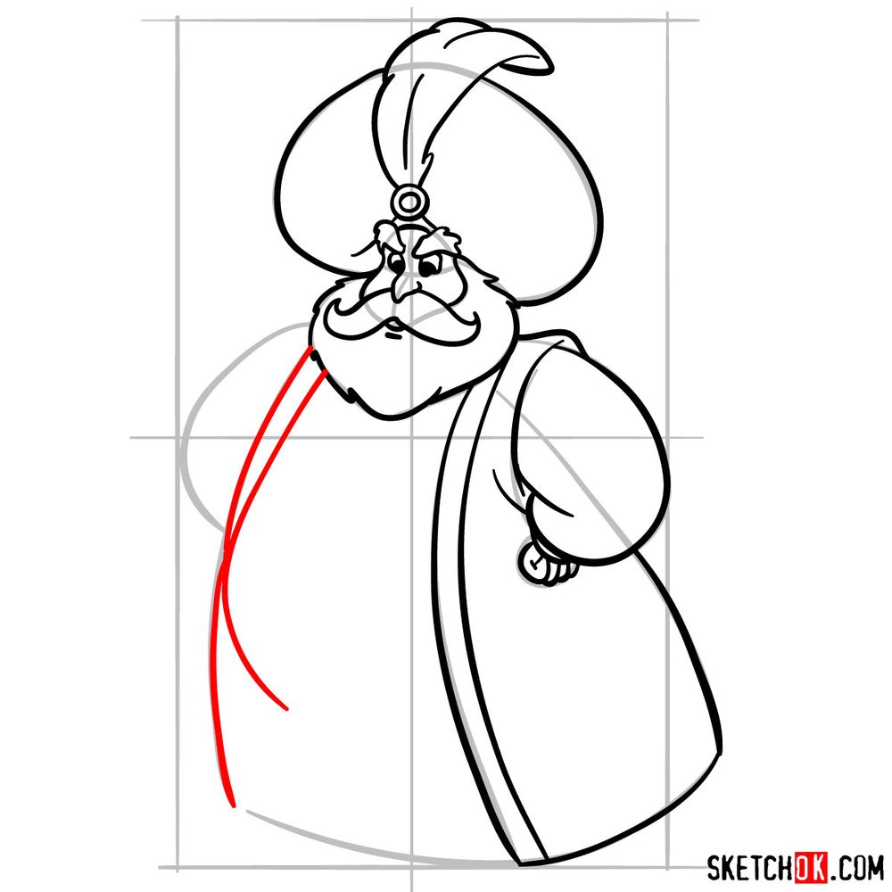 How to draw the Sultan of Agrabah - step 12