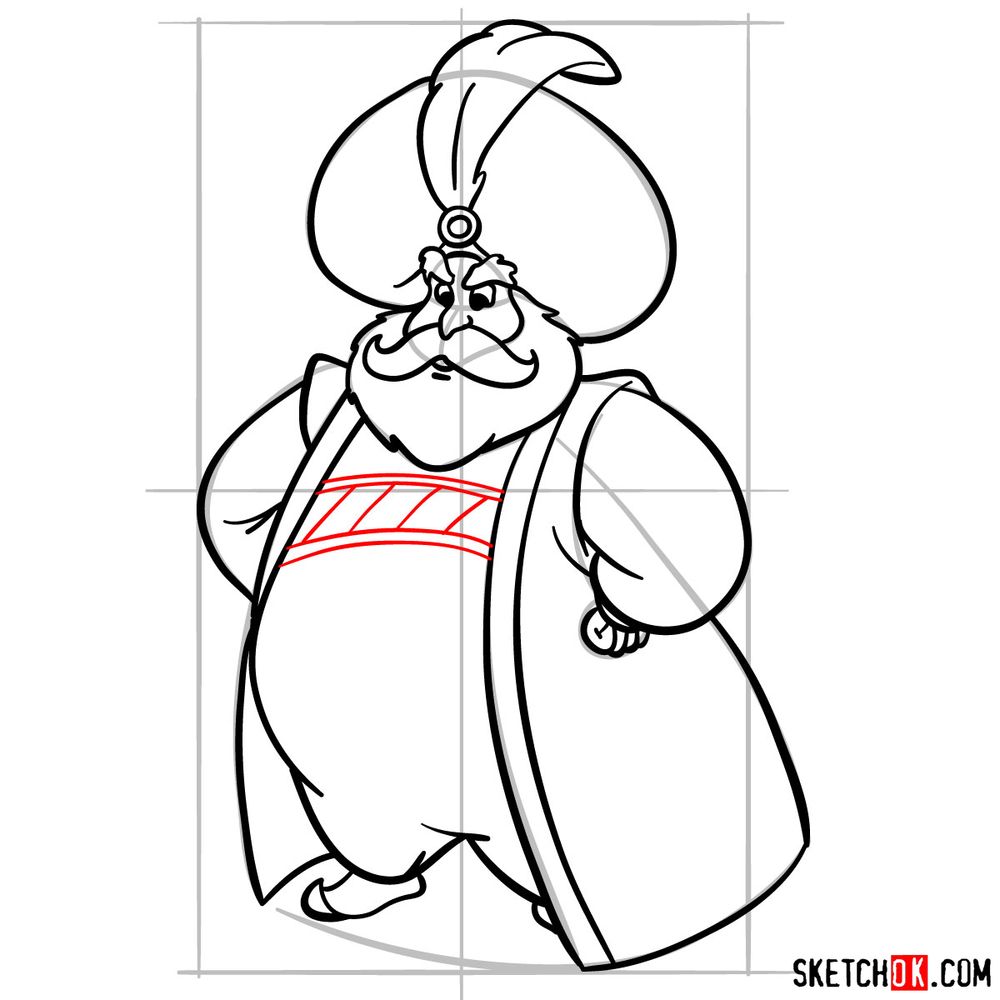 How to draw the Sultan of Agrabah - step 16