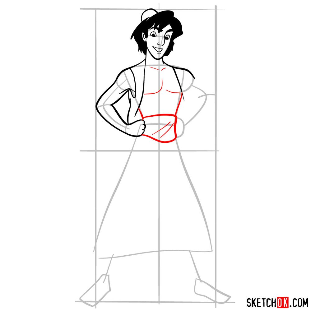 How to draw Aladdin - step 12