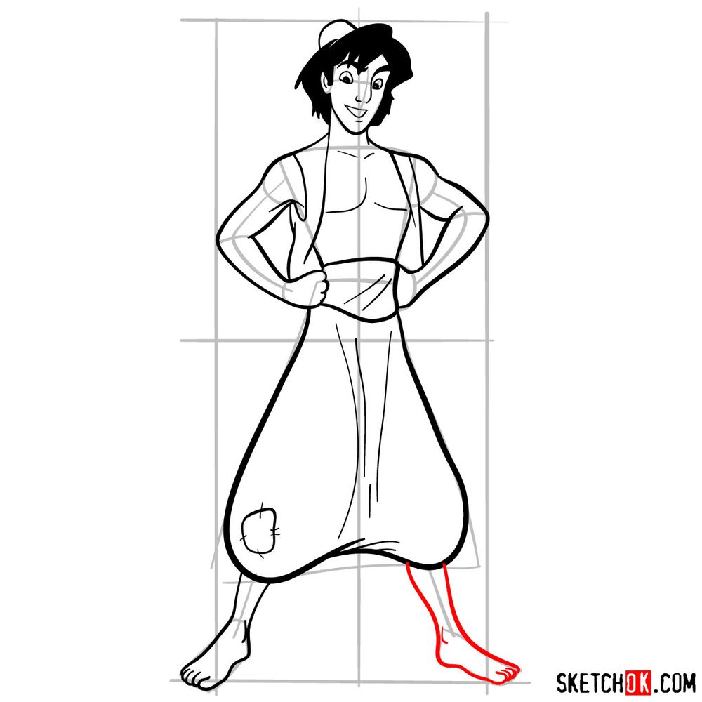 How to draw Aladdin - step 16