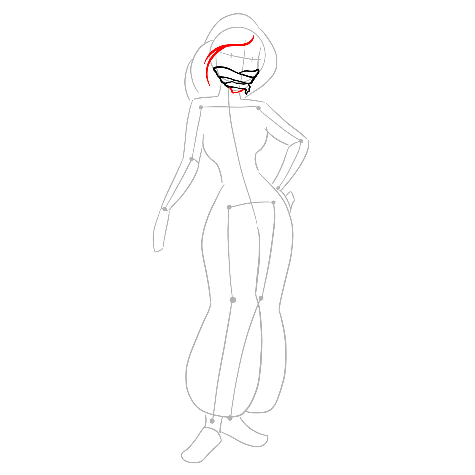 How to Draw Halloween Jasmine as mummy - step 06