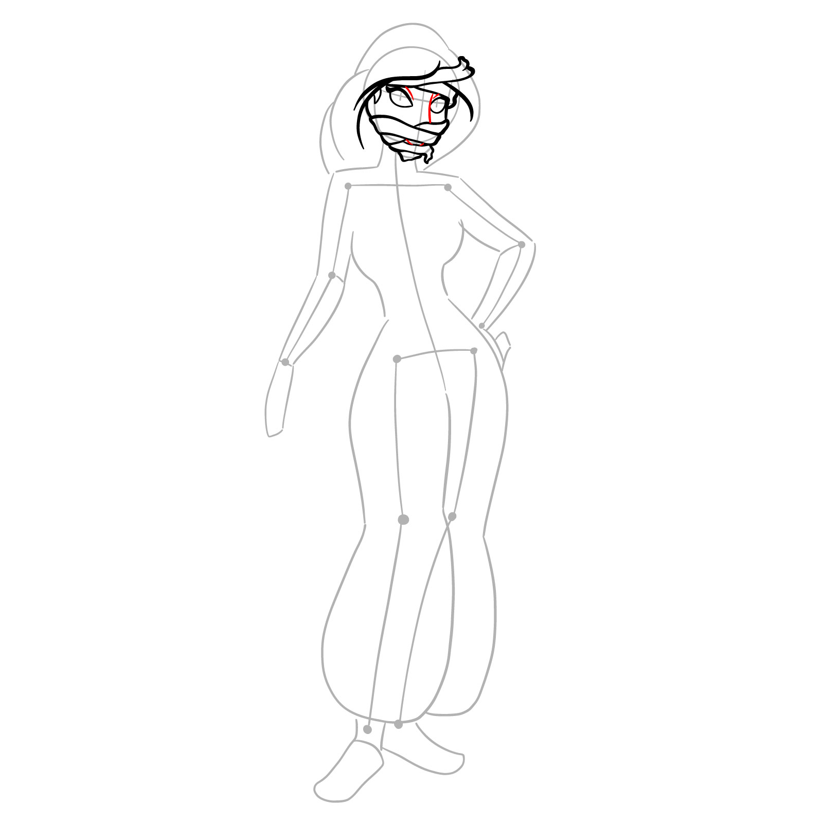 How to Draw Halloween Jasmine as mummy - step 10