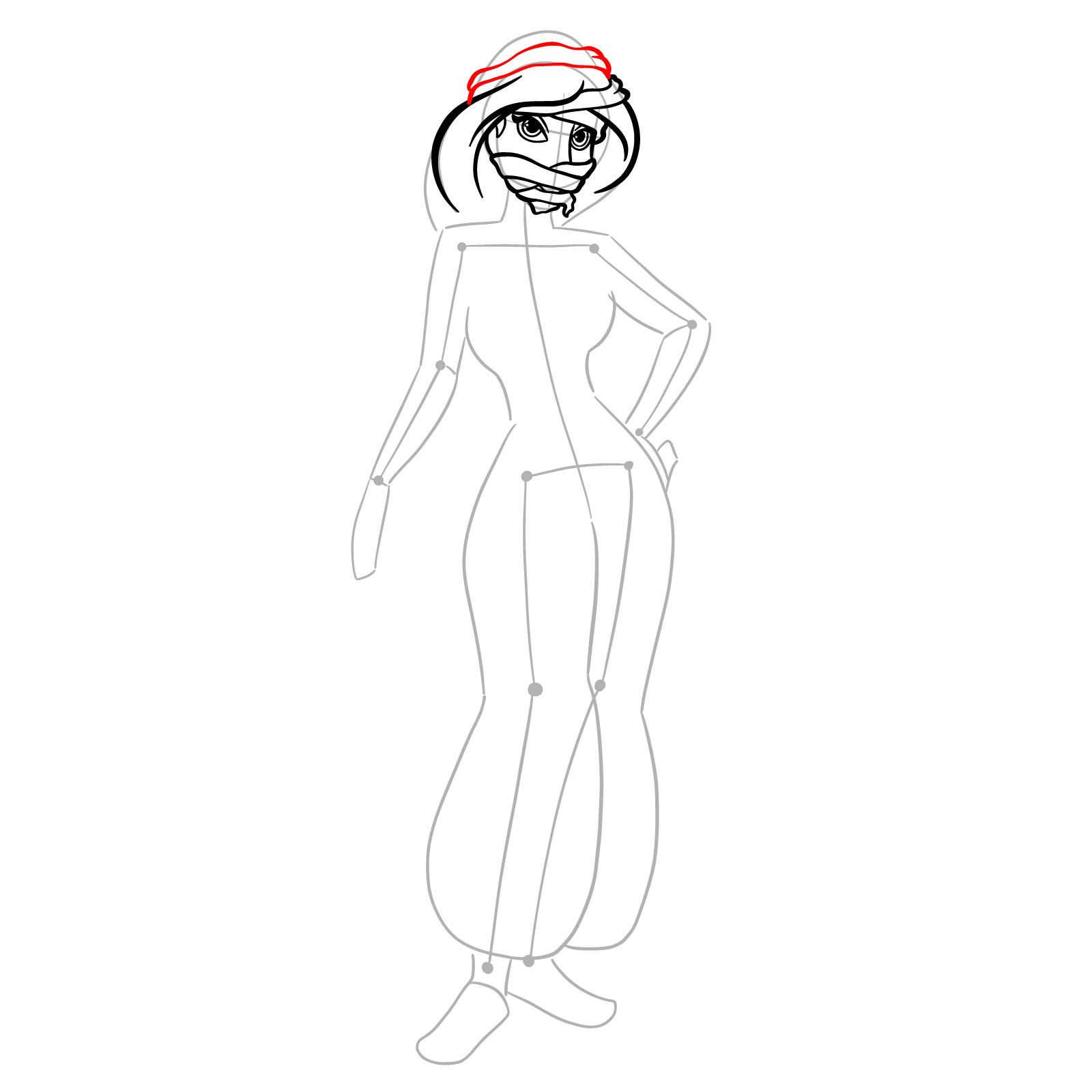 How to Draw Halloween Jasmine as mummy - step 13