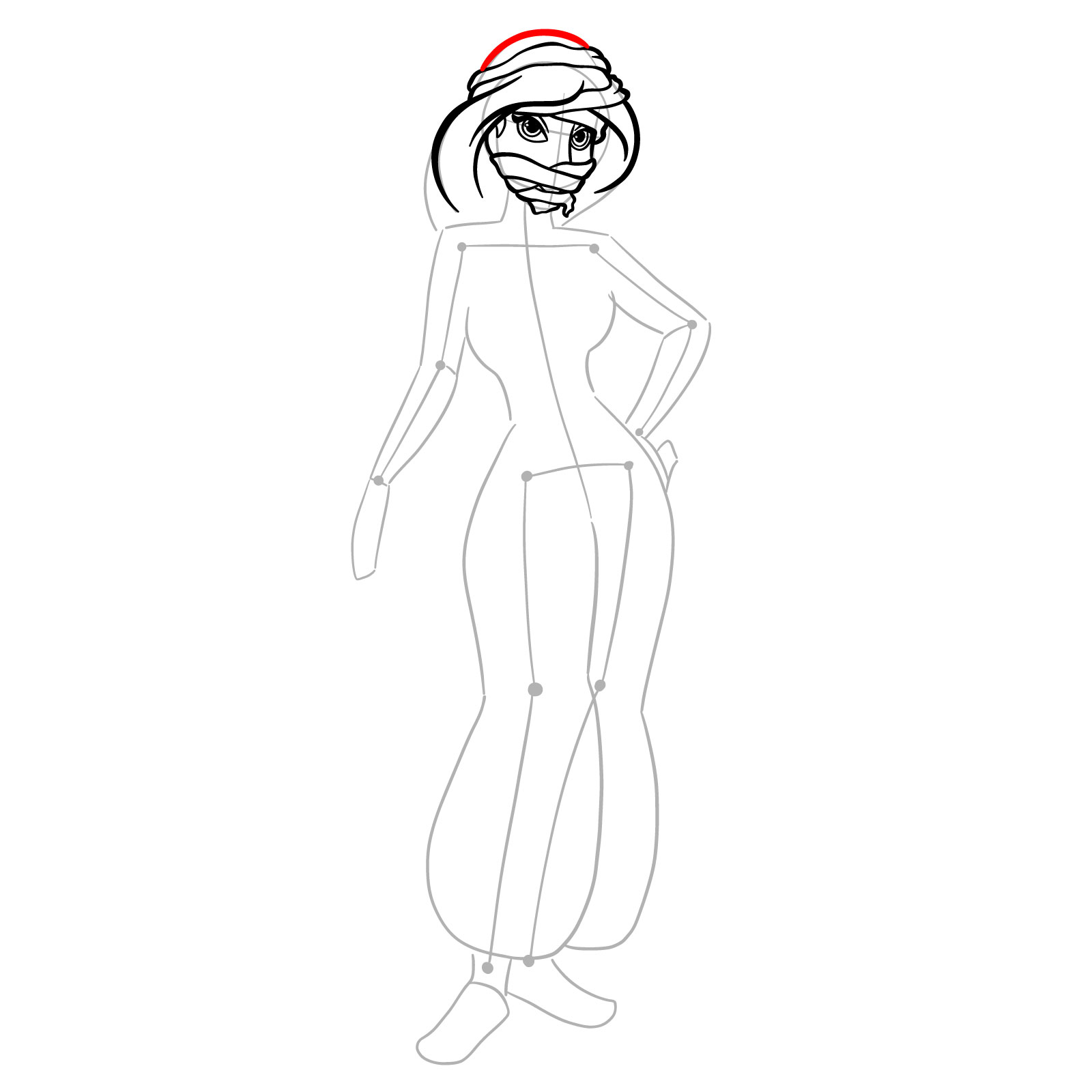 How to Draw Halloween Jasmine as mummy - step 14