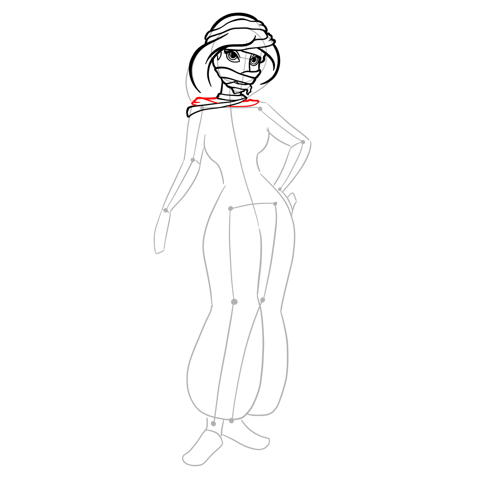 How to Draw Halloween Jasmine as mummy - step 16