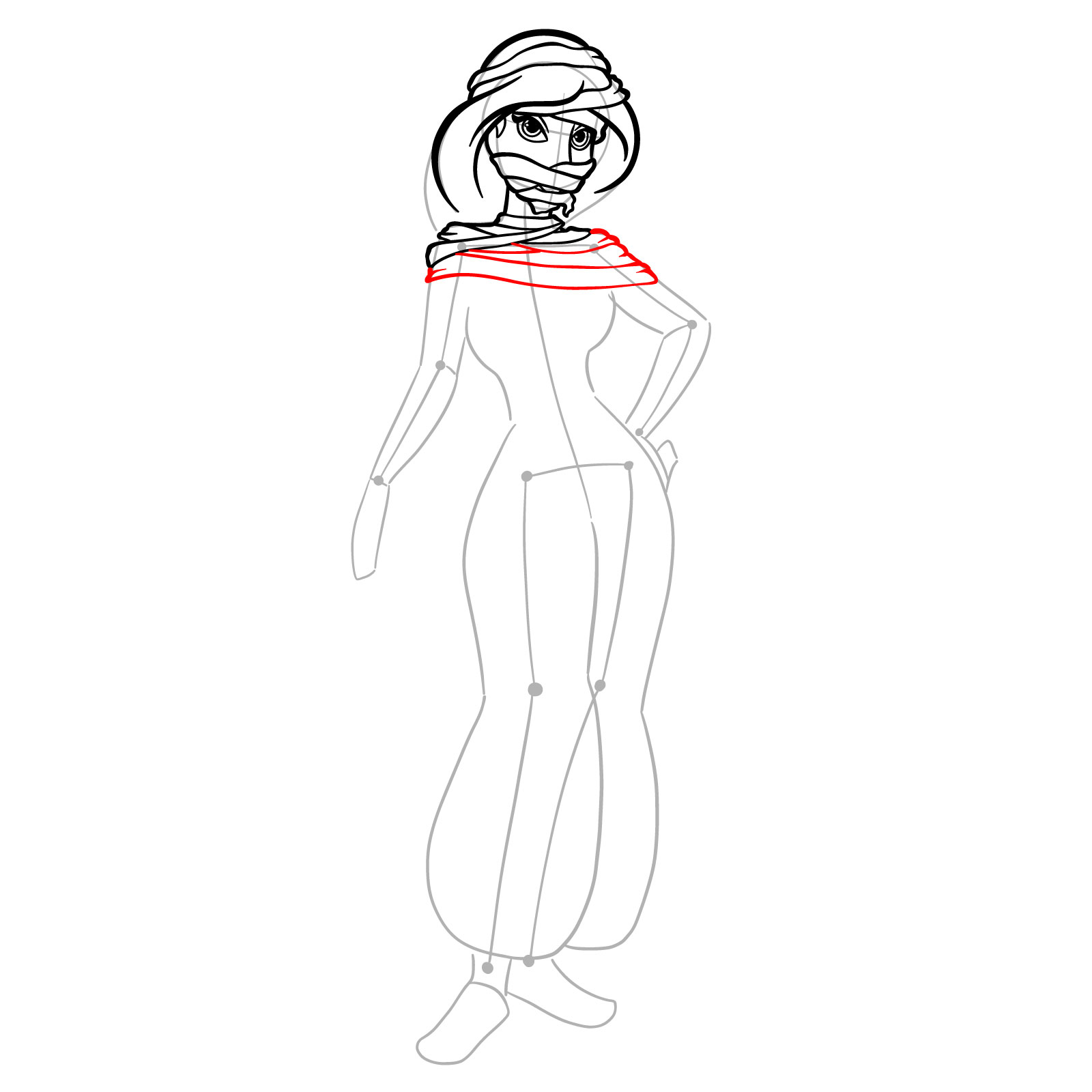 How to Draw Halloween Jasmine as mummy - step 17