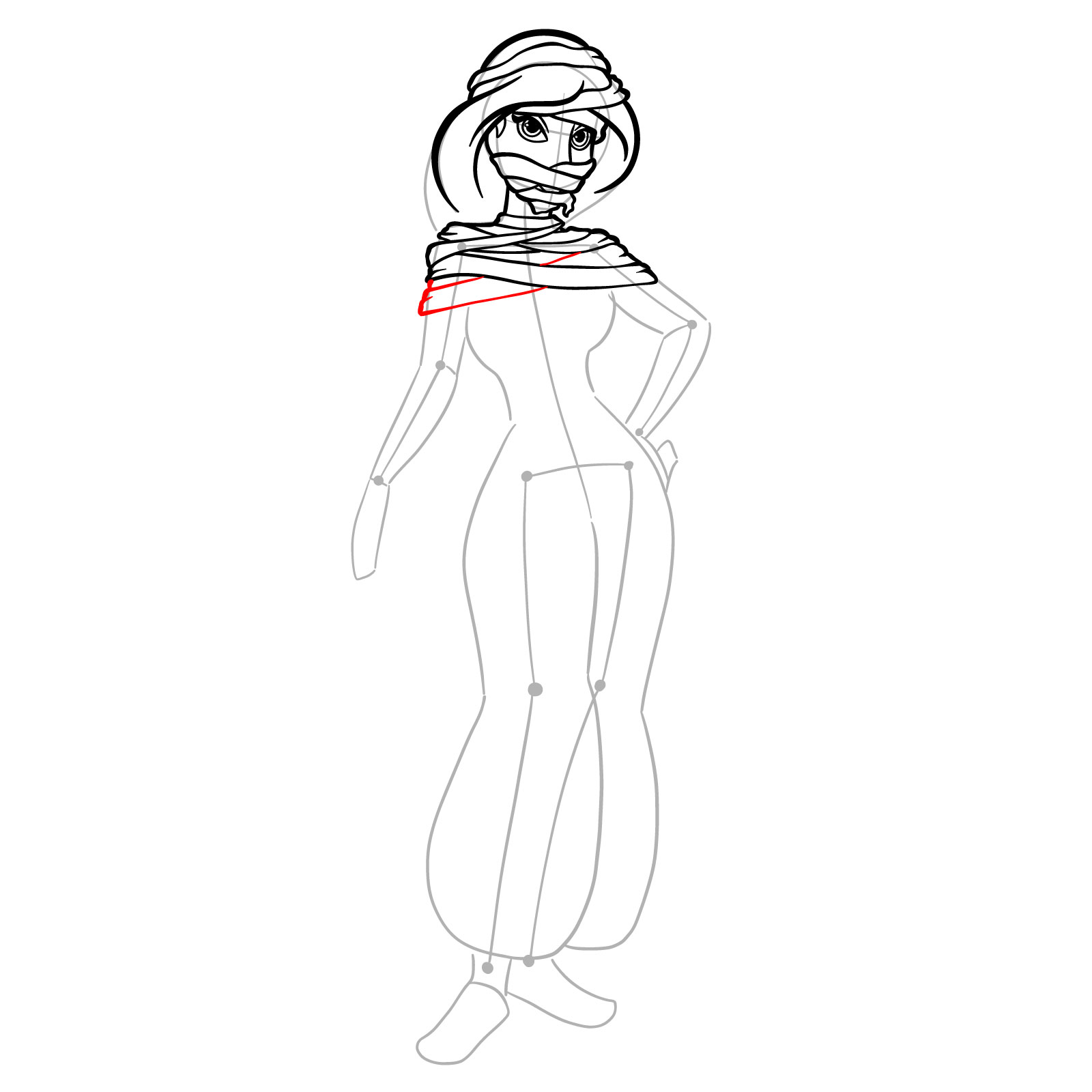 How to Draw Halloween Jasmine as mummy - step 18