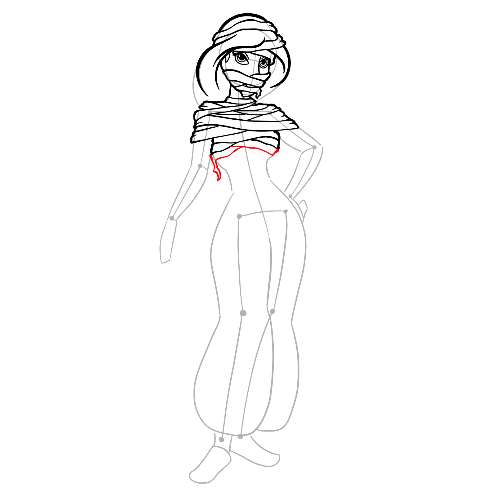 How to Draw Halloween Jasmine as mummy - step 20