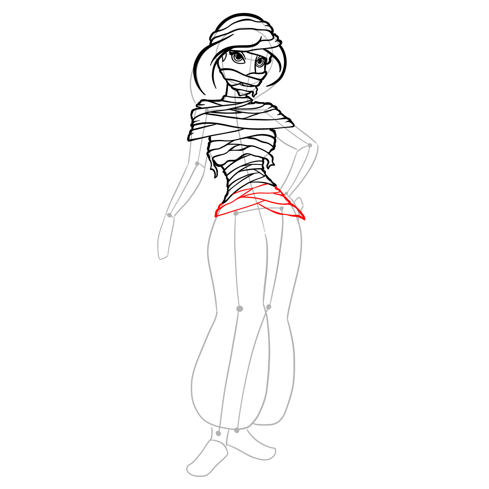 How to Draw Halloween Jasmine as mummy - step 24