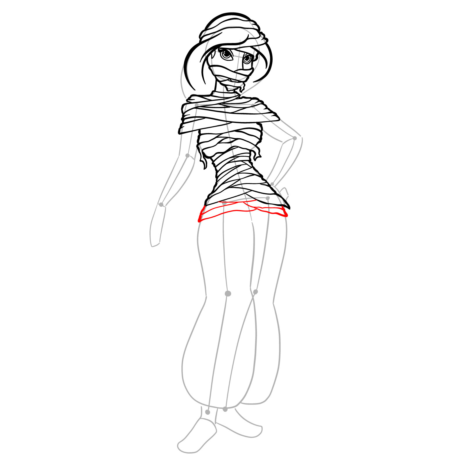 How to Draw Halloween Jasmine as mummy - step 25