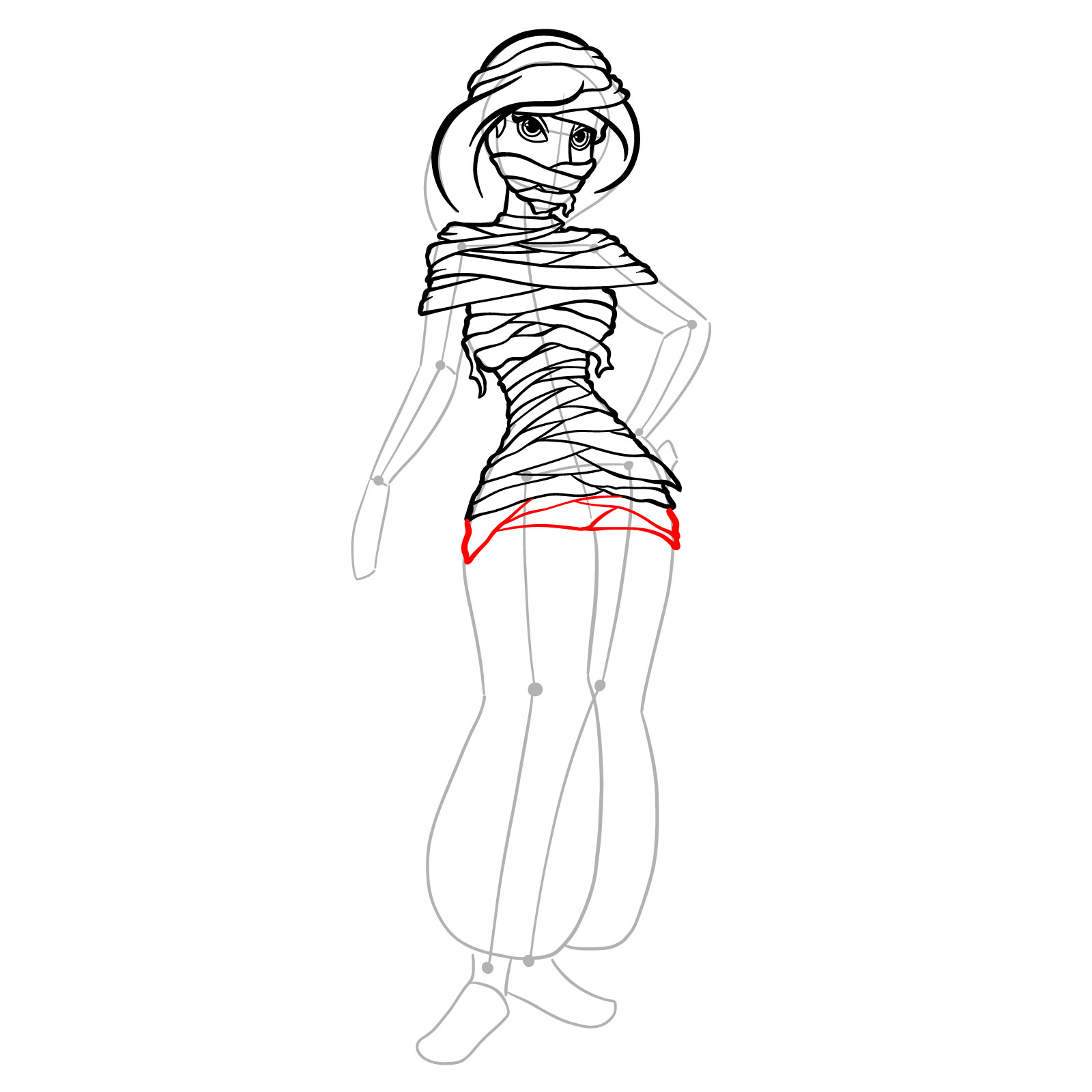 How to Draw Halloween Jasmine as mummy - step 26