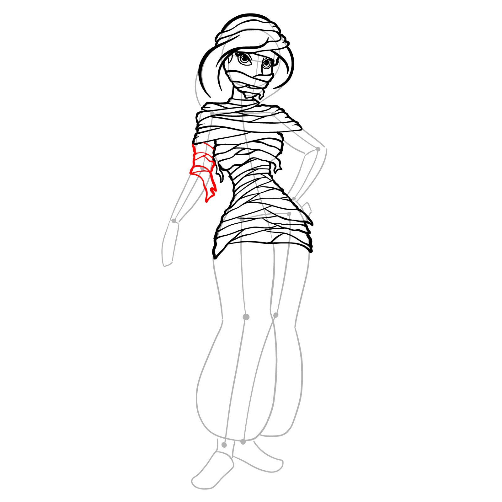 How to Draw Halloween Jasmine as mummy - step 27