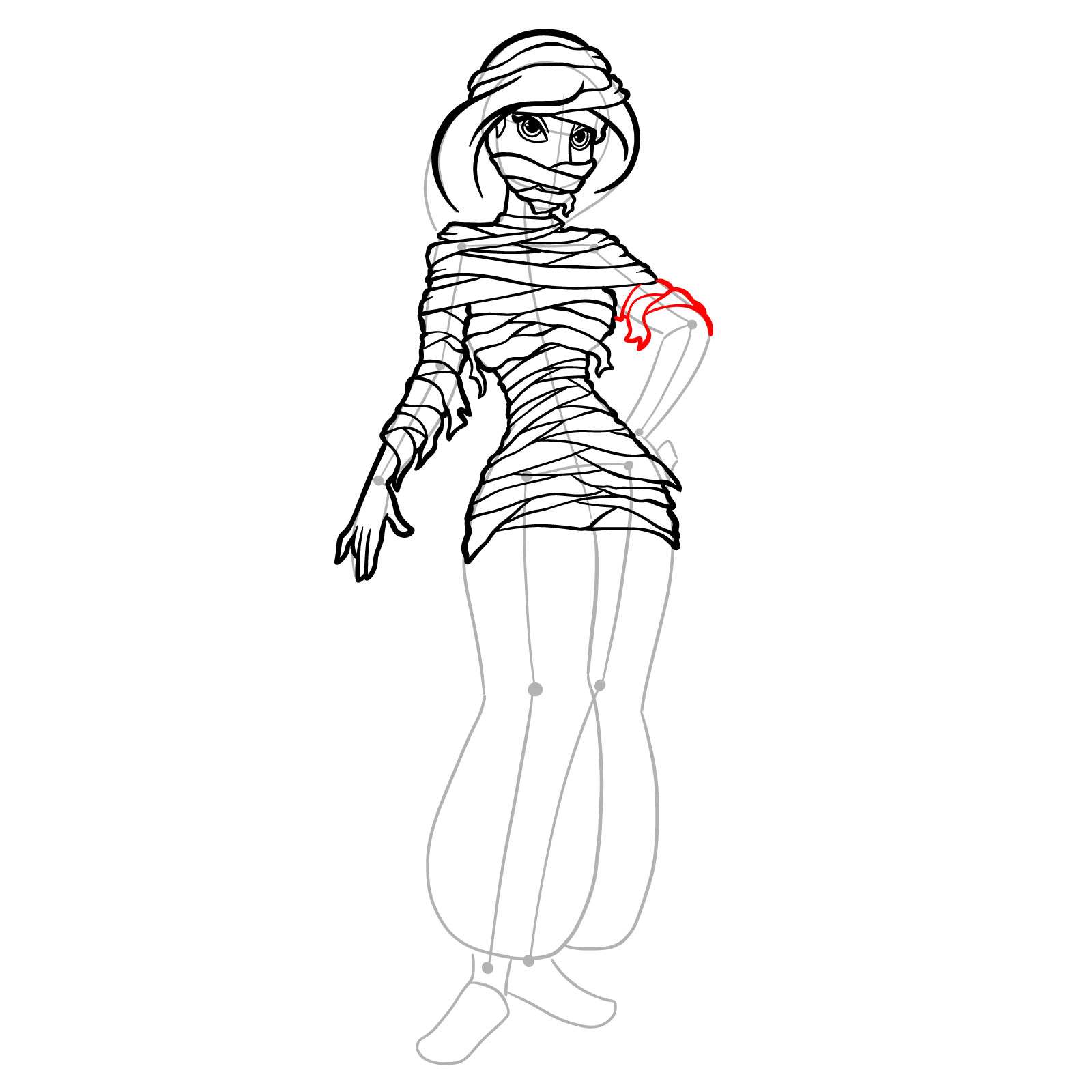 How to Draw Halloween Jasmine as mummy - step 30
