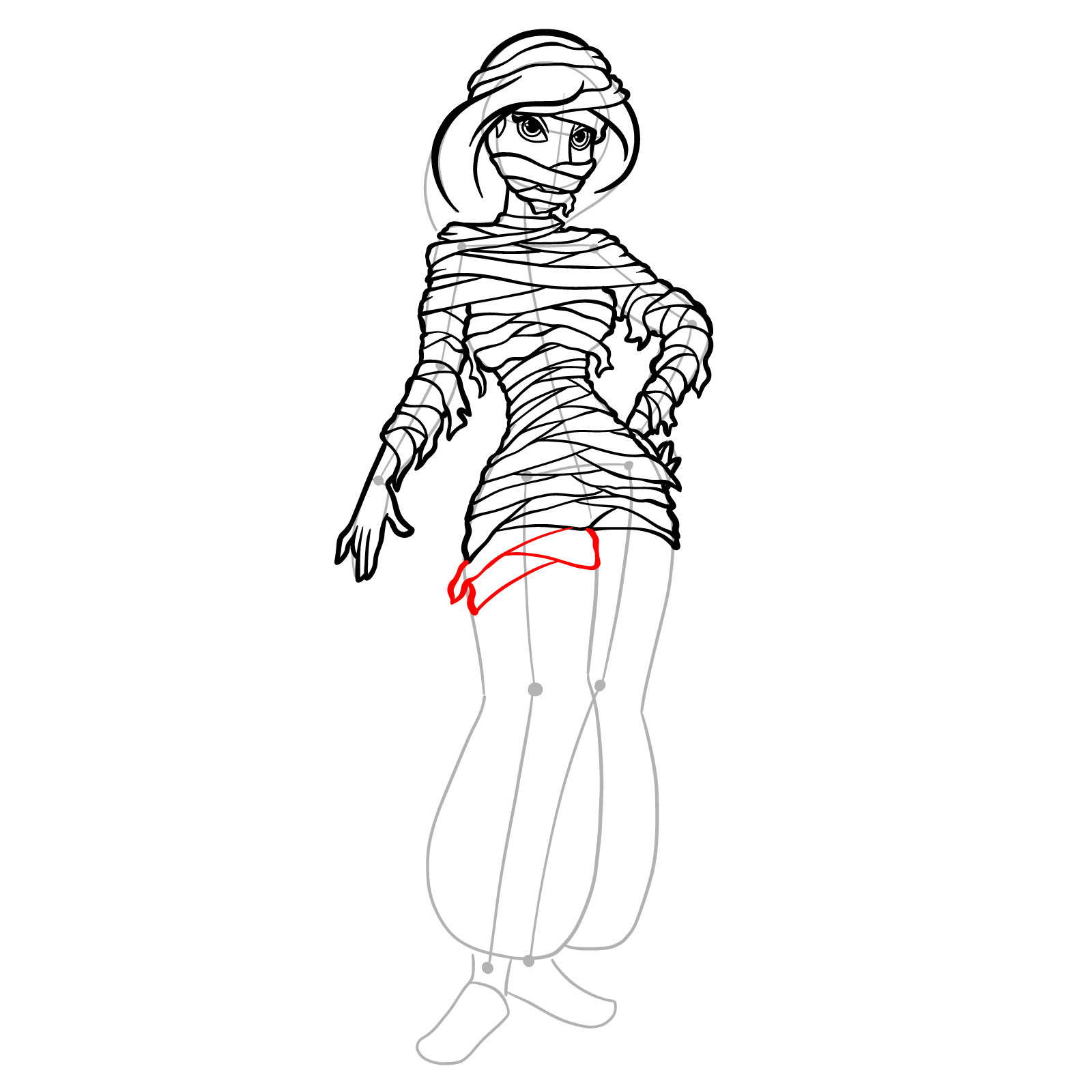 How to Draw Halloween Jasmine as mummy - step 35