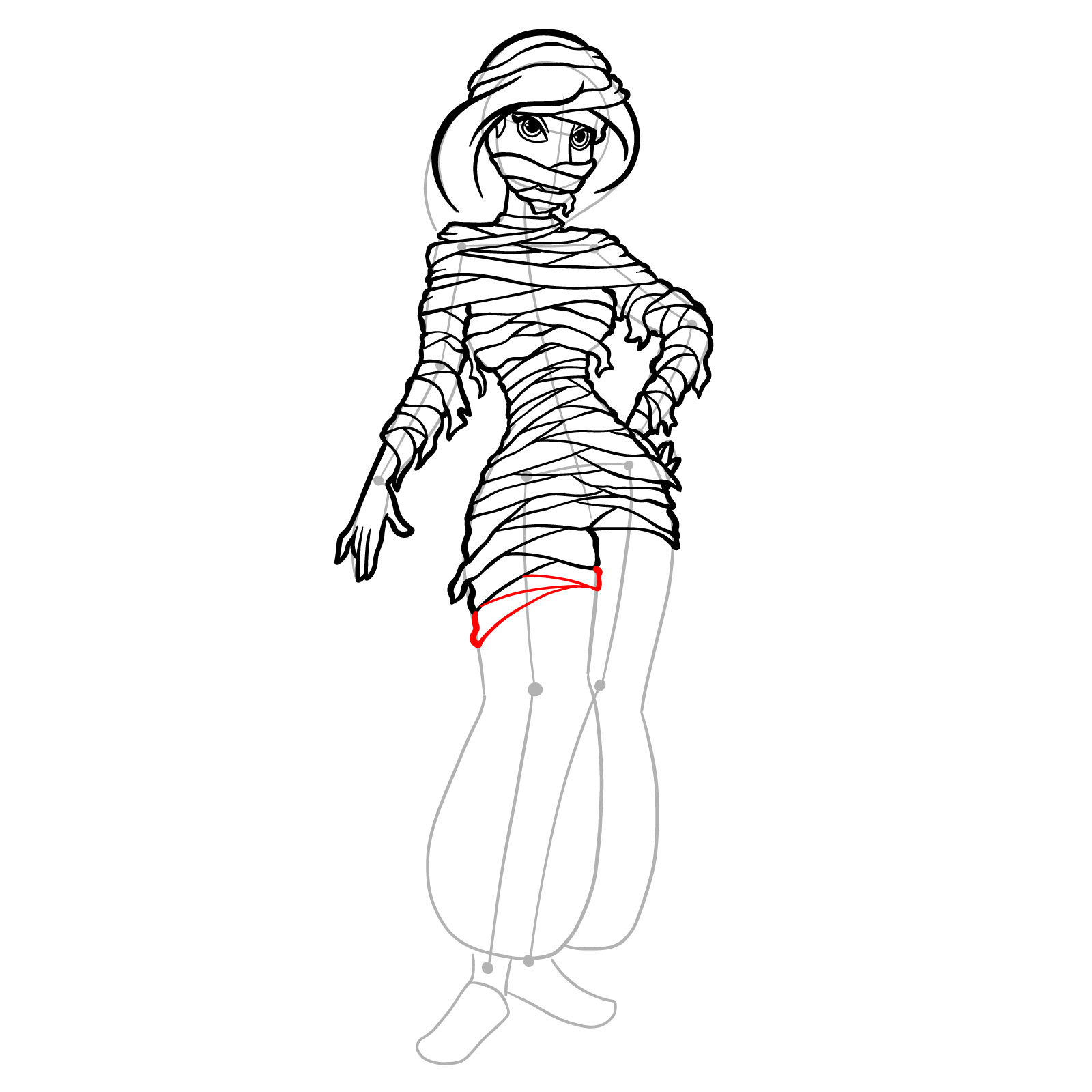 How to Draw Halloween Jasmine as mummy - step 36