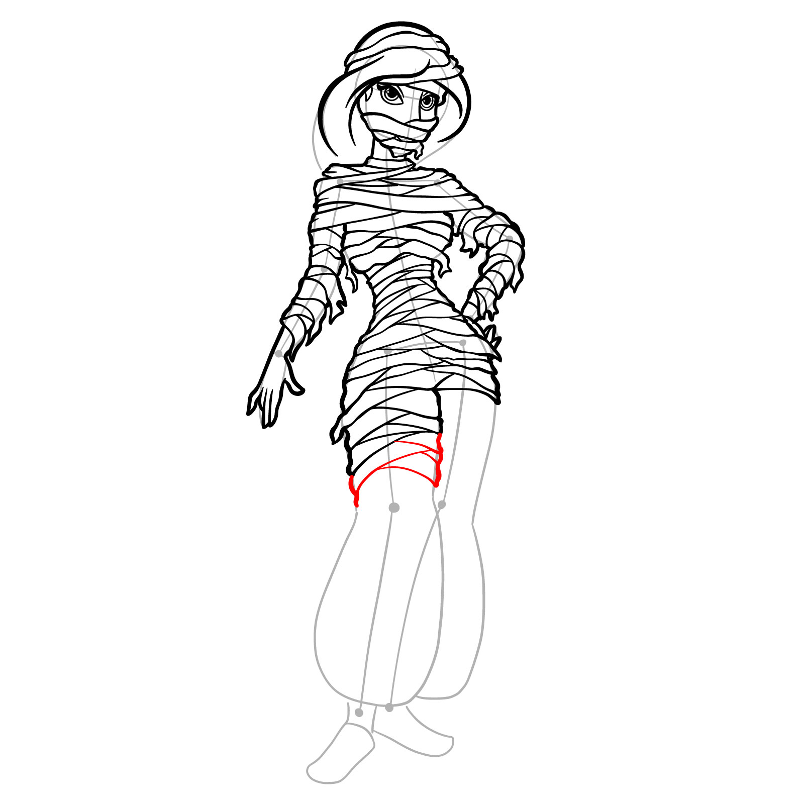 How to Draw Halloween Jasmine as mummy - step 37