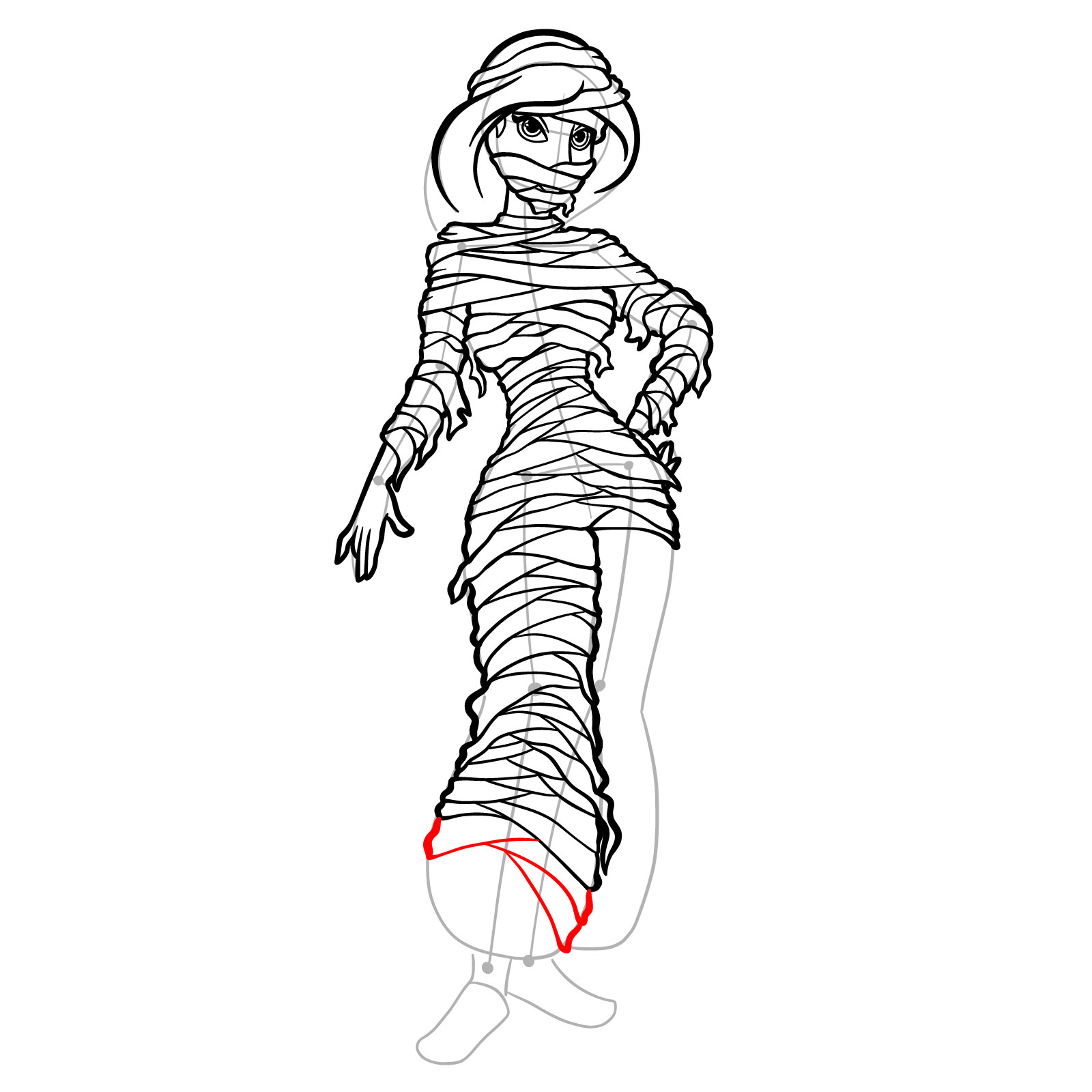 How to Draw Halloween Jasmine as mummy - step 42