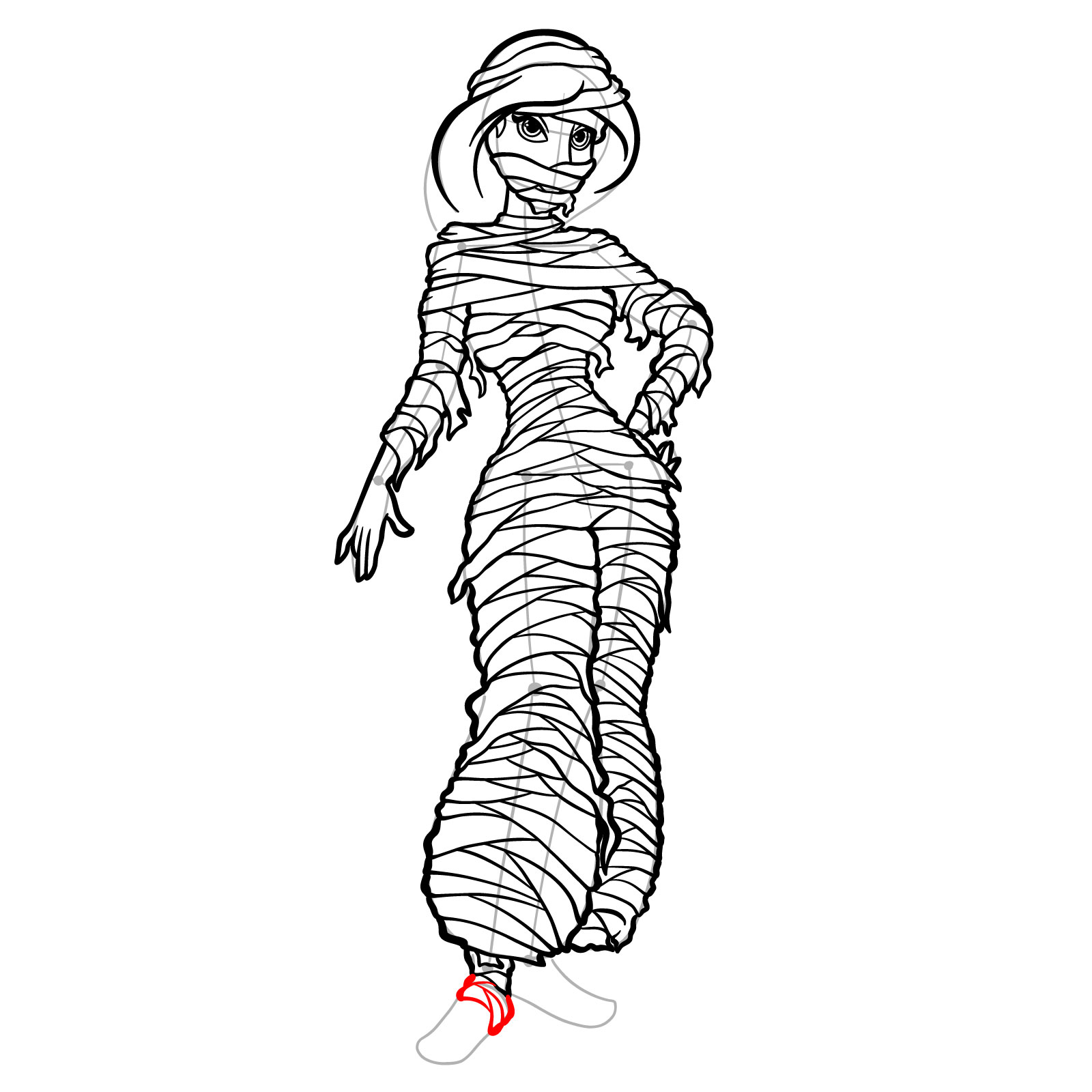How to Draw Halloween Jasmine as mummy - step 49