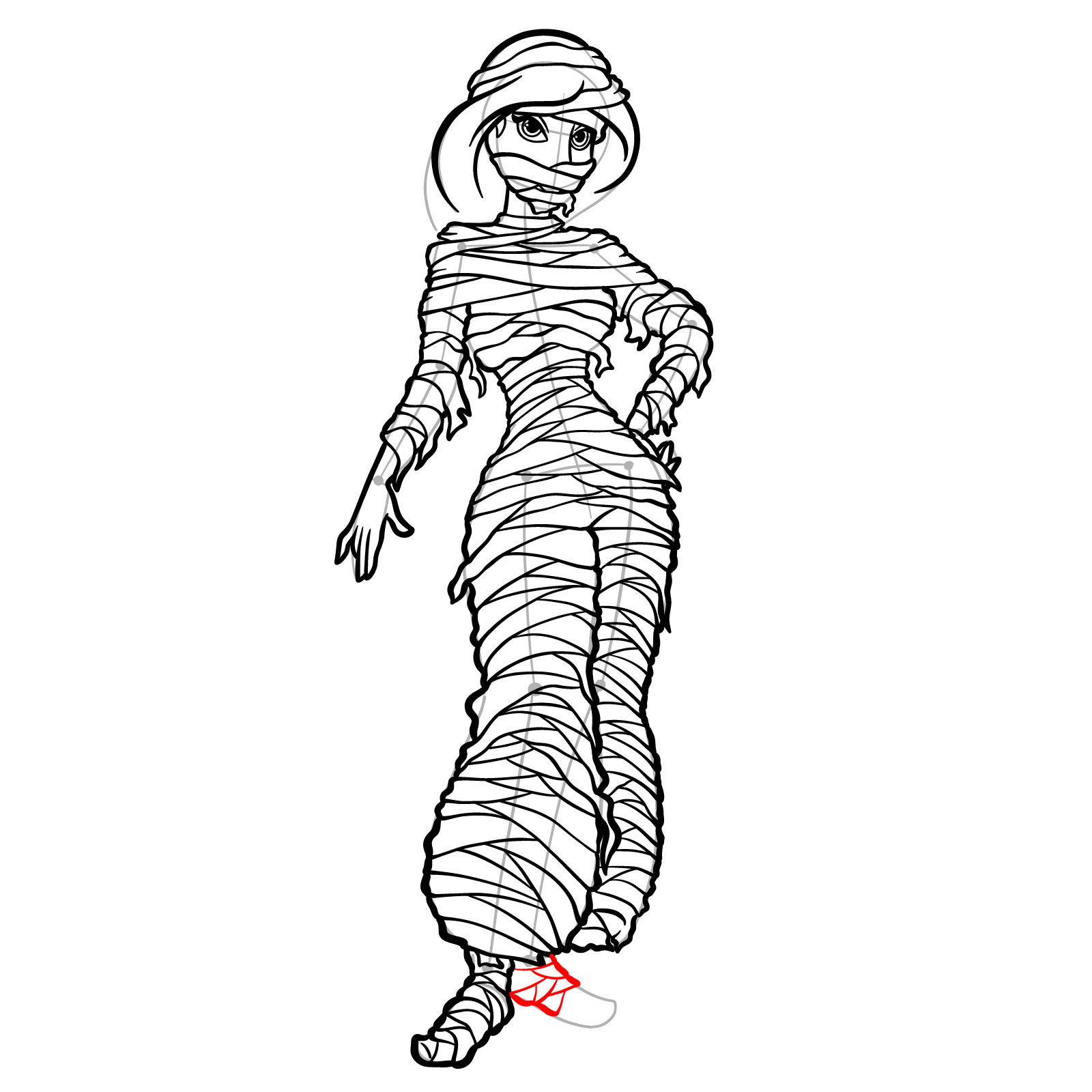 How to Draw Halloween Jasmine as mummy - step 51