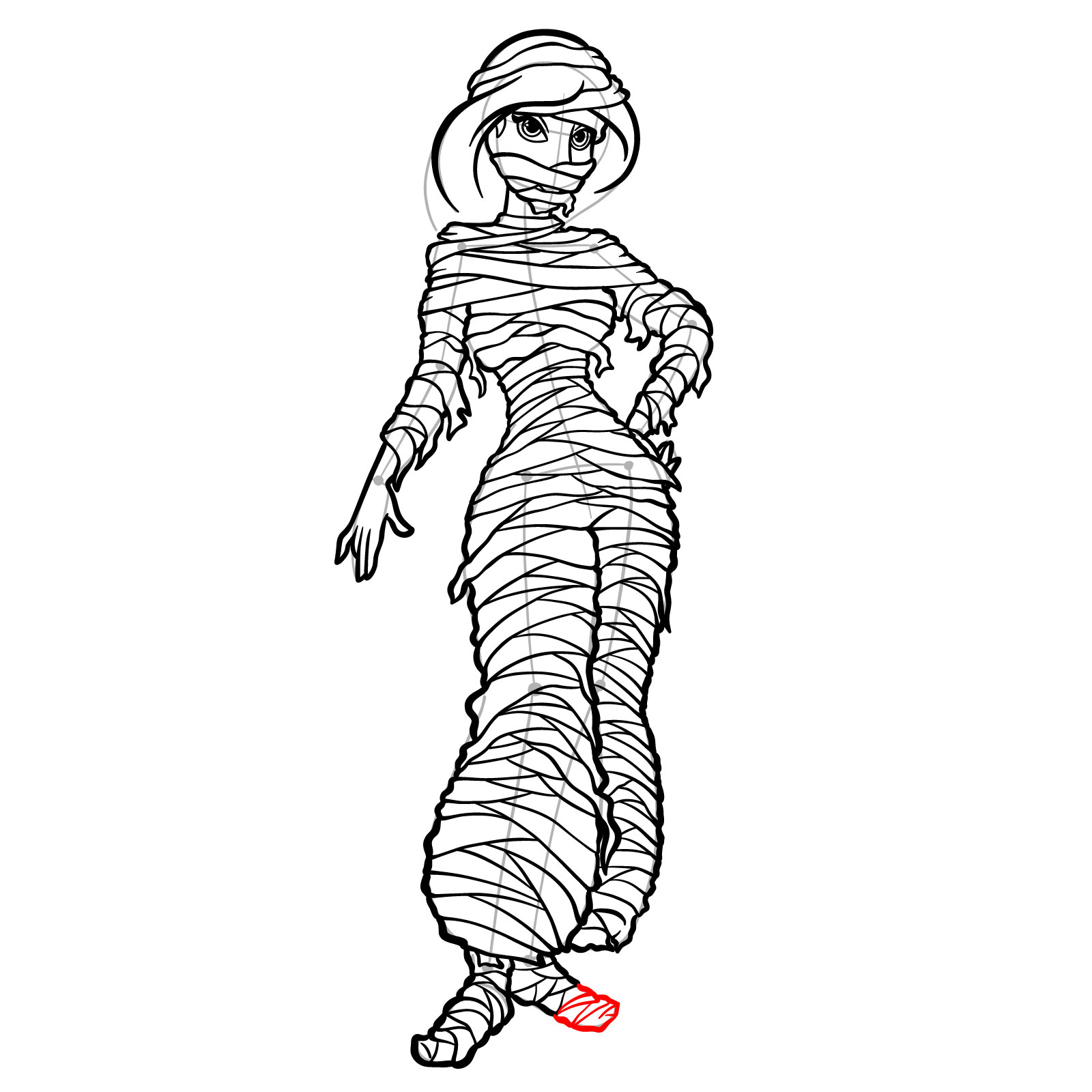 How to Draw Halloween Jasmine as mummy - step 52