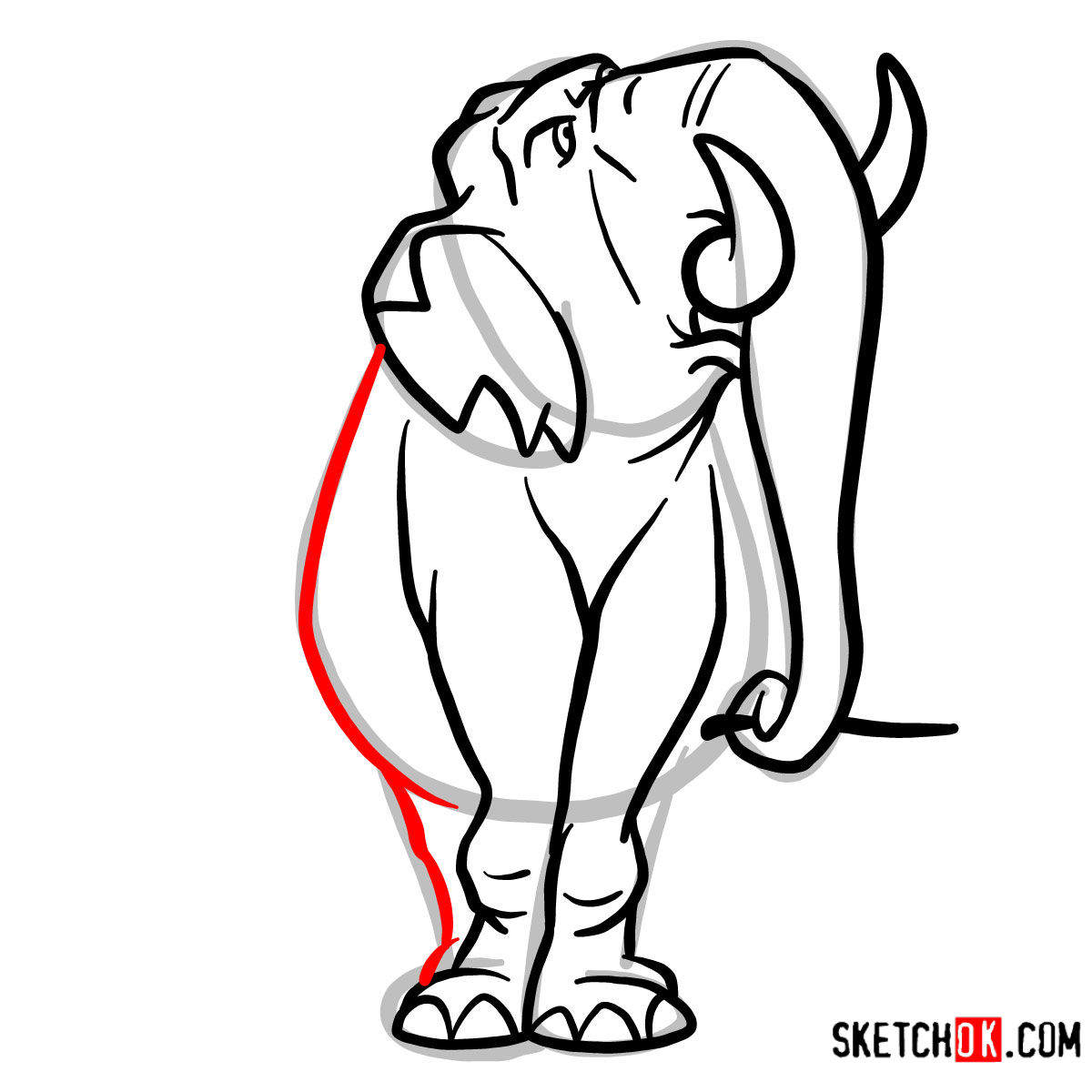 How to draw Colonel Hathi from the Jungle Book - step 07