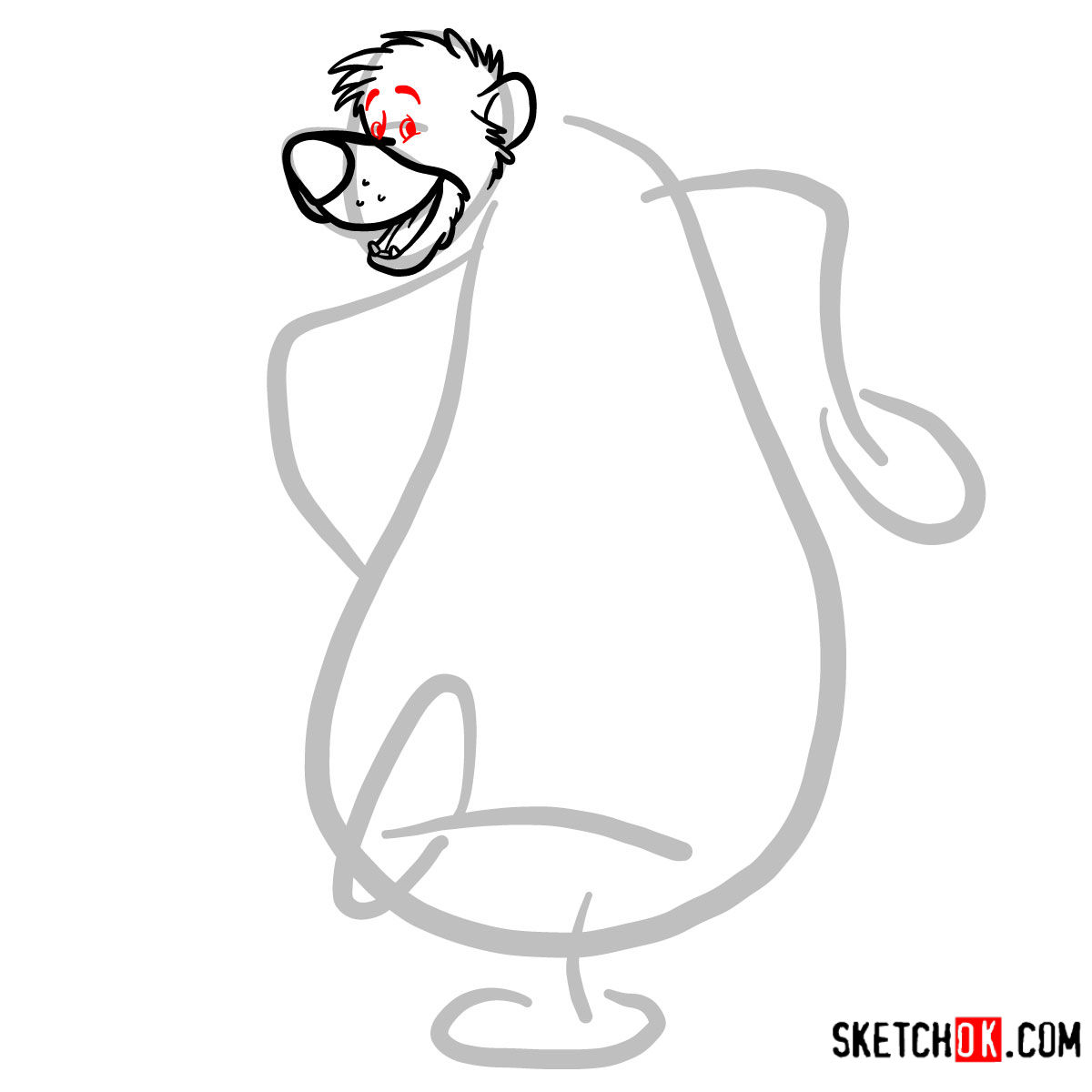 How to draw Baloo from the Jungle Book - step 04