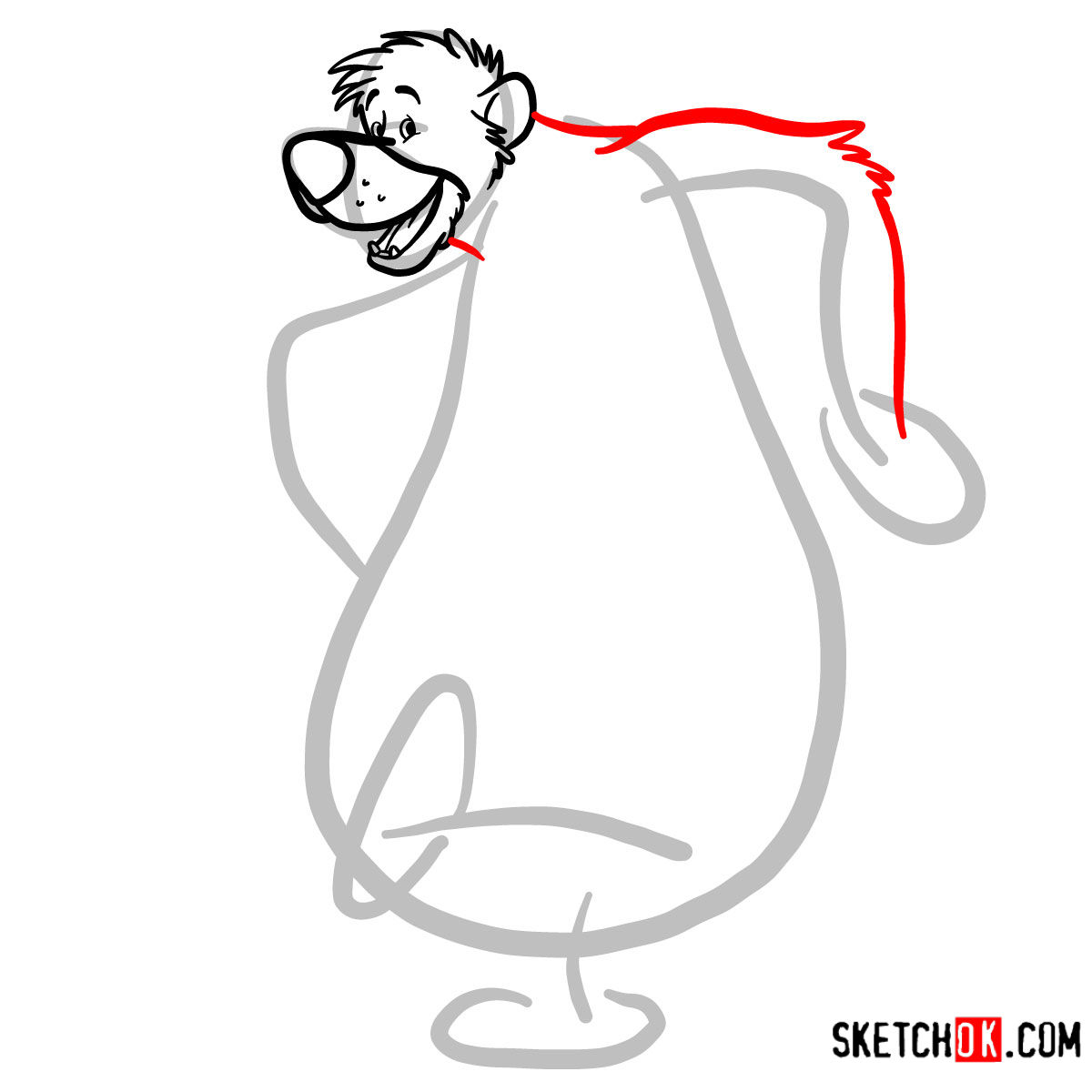 How to draw Baloo from the Jungle Book - step 05