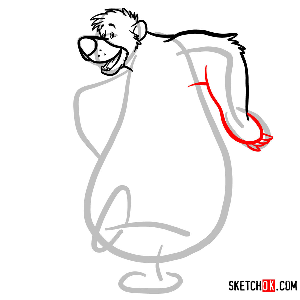 How to draw Baloo from the Jungle Book - step 06