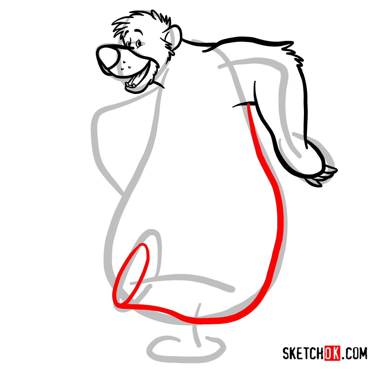 How to draw Baloo from the Jungle Book - step 07
