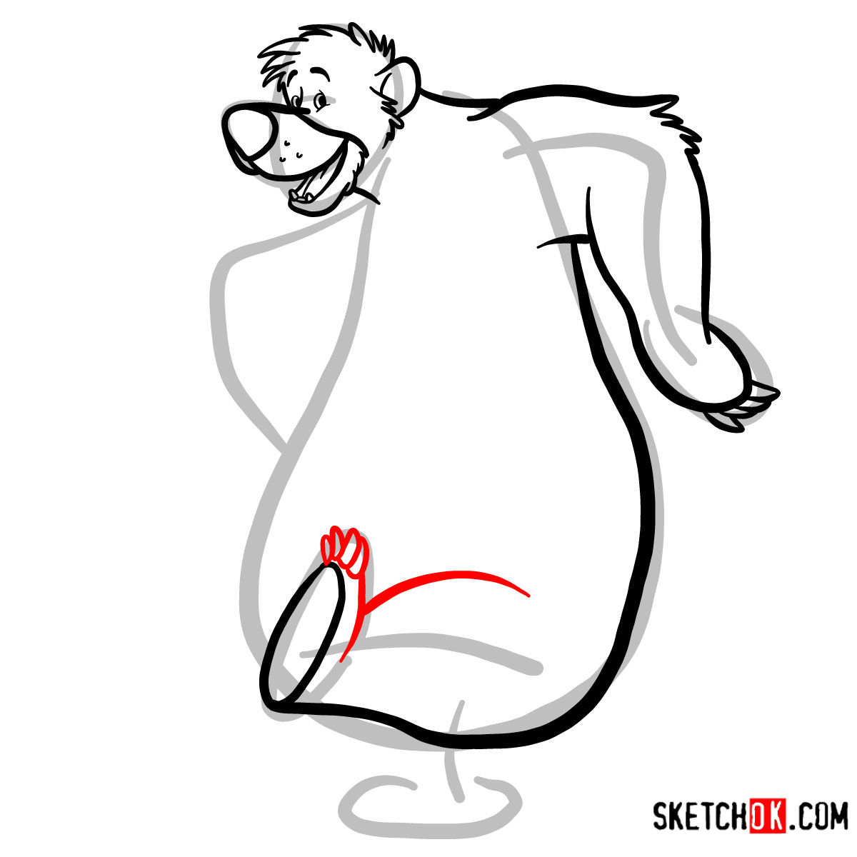 How to draw Baloo from the Jungle Book - step 08