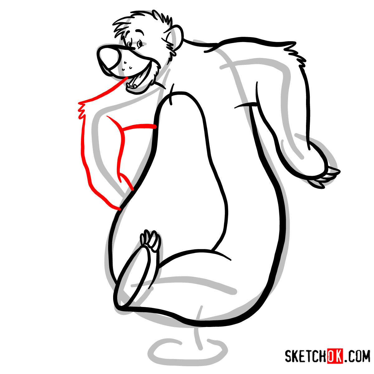How to draw Baloo from the Jungle Book - step 10
