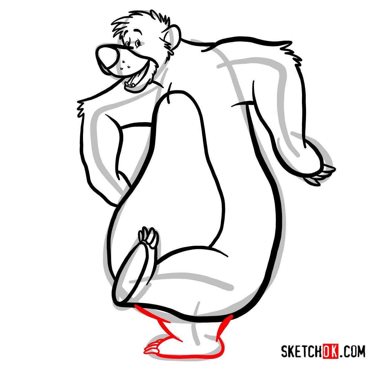 How to draw Baloo from the Jungle Book - step 11