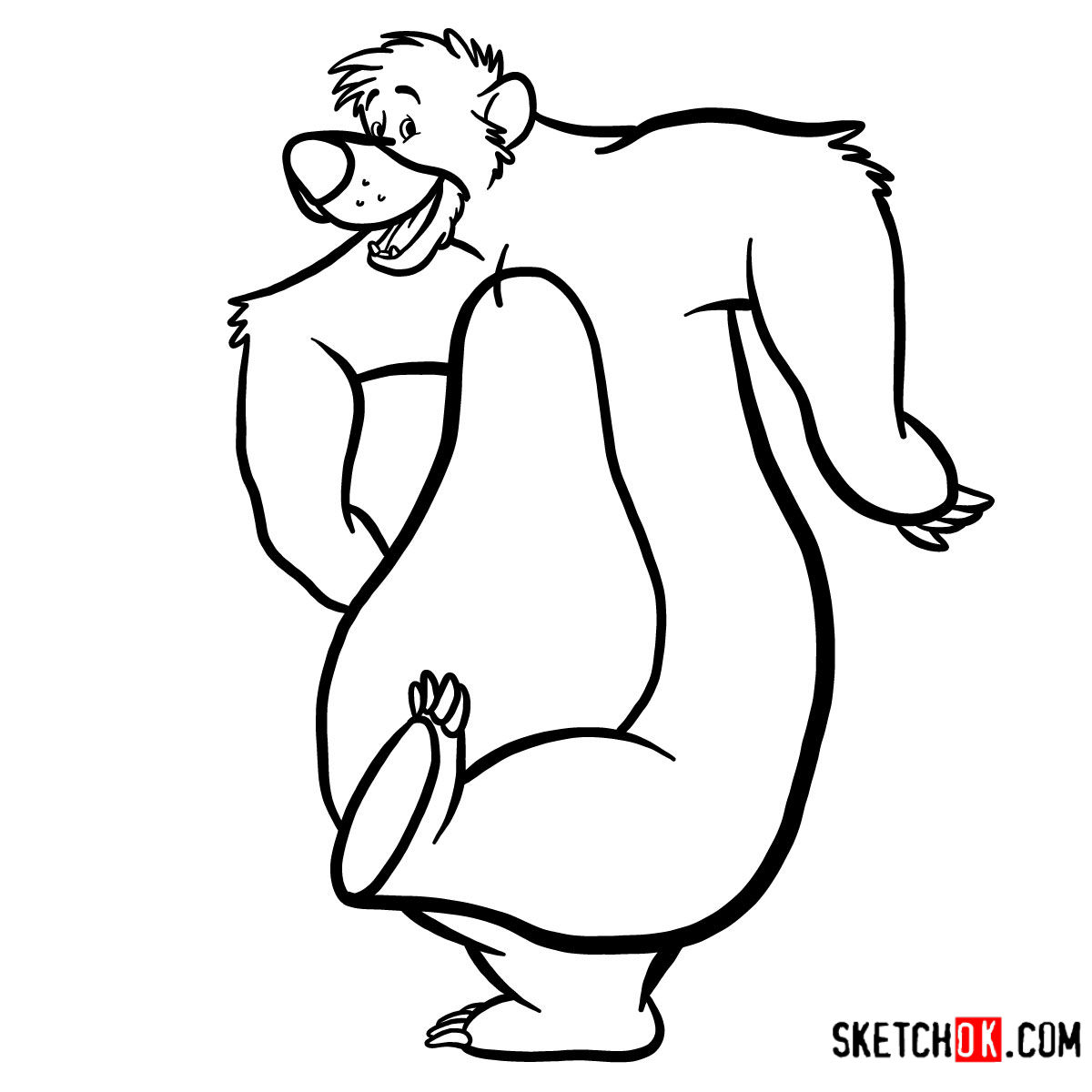 How to draw Baloo from the Jungle Book - step 12