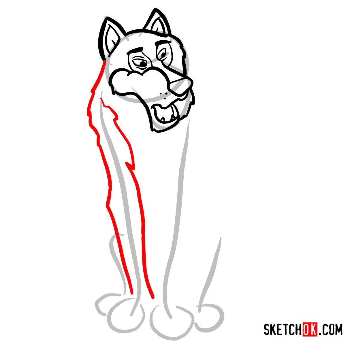 How to draw Akela from the Jungle Book - step 06