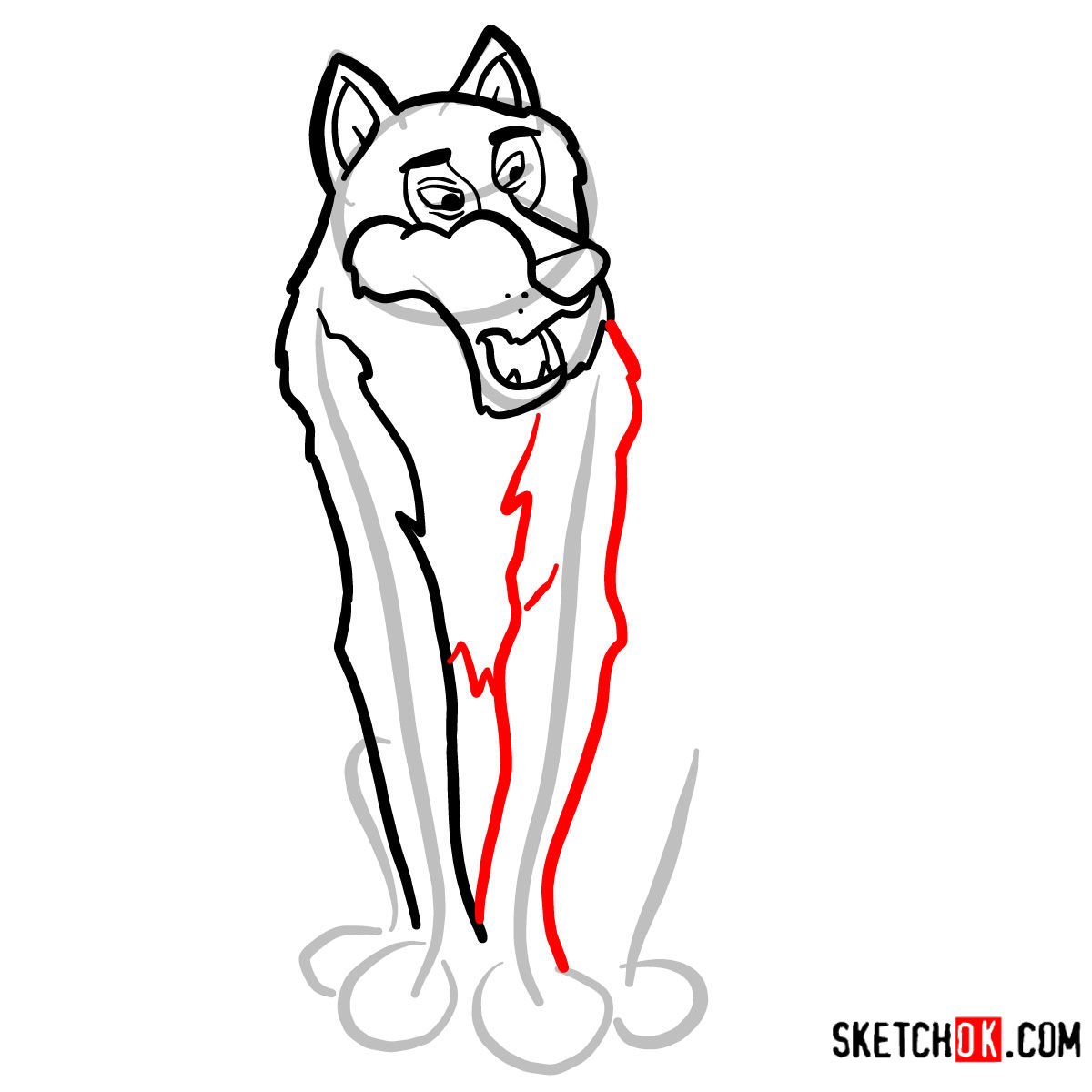 How to draw Akela from the Jungle Book - step 07