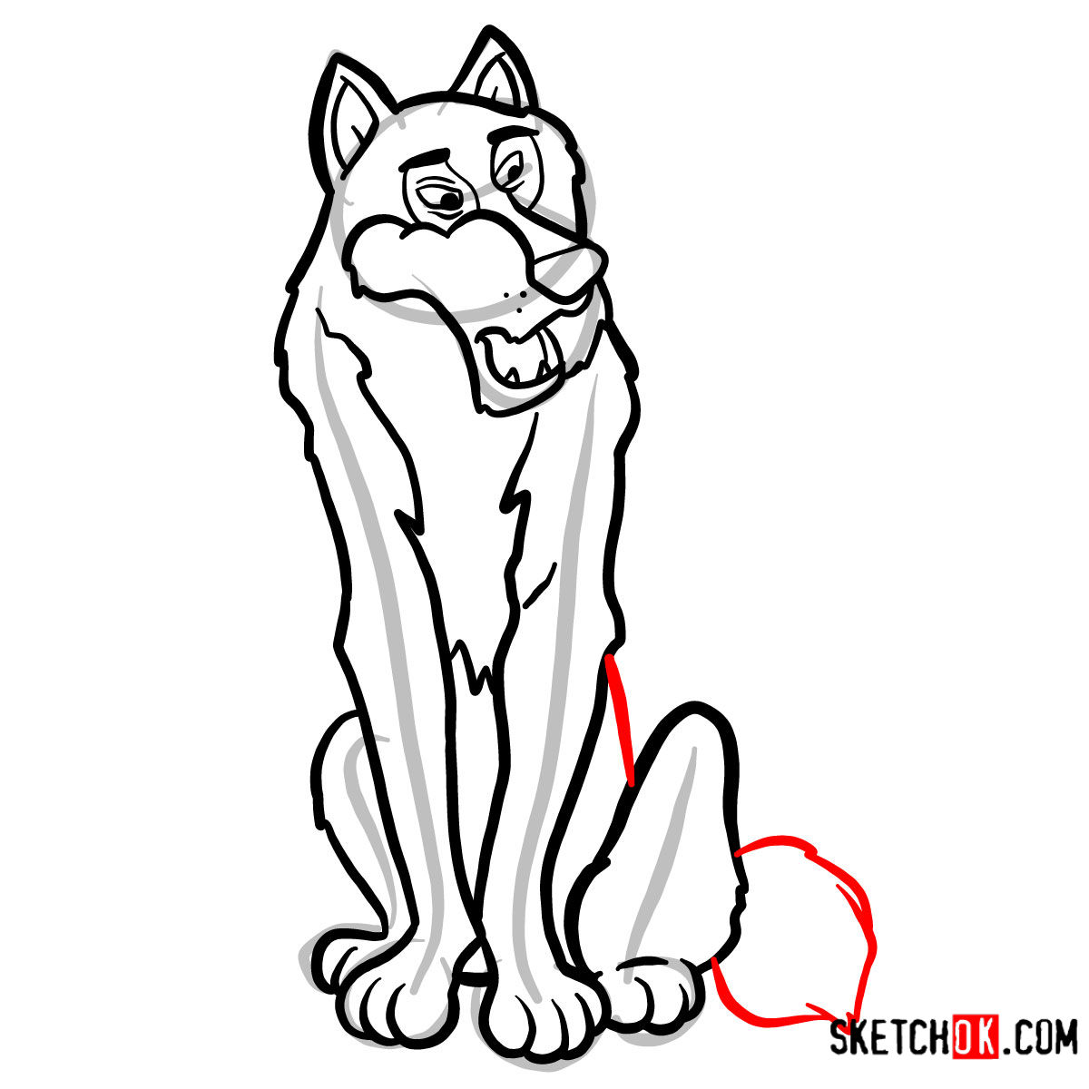 How to draw Akela from the Jungle Book - step 11