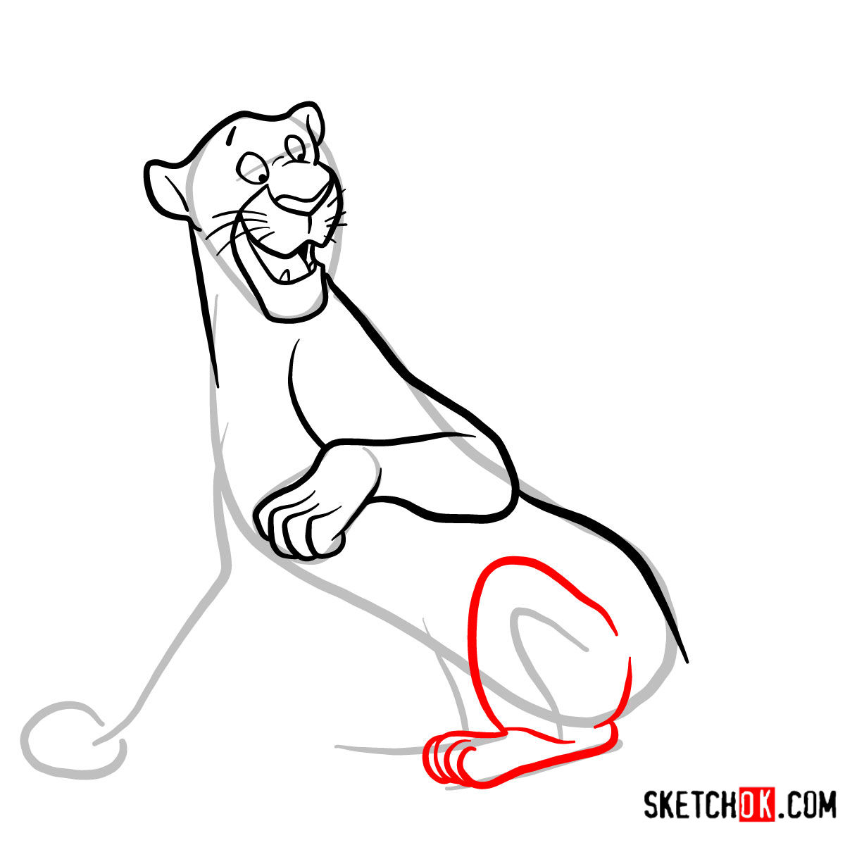 How to draw Bagheera the Panther - step 07